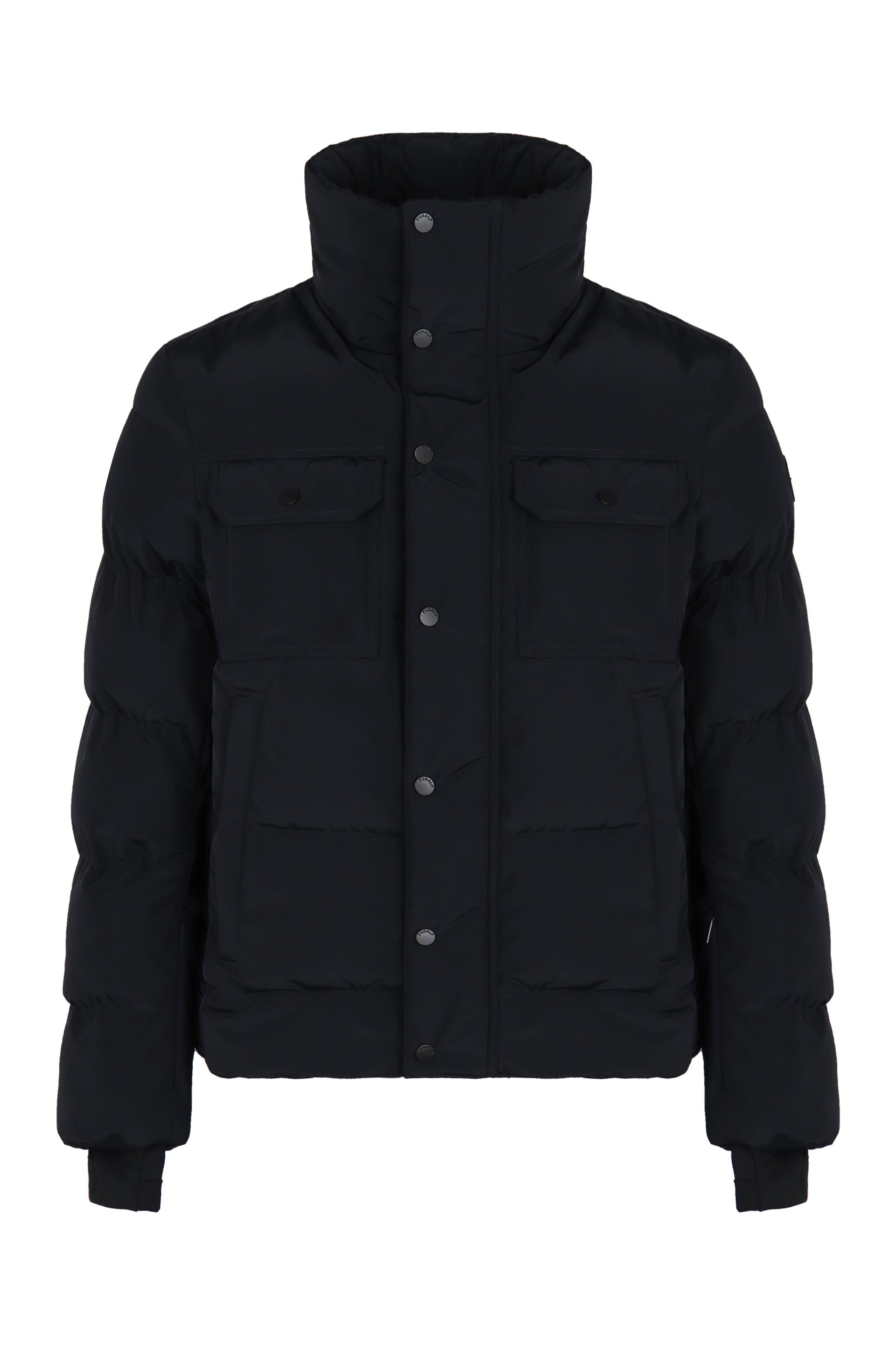 Black Down Jacket Carlo with high collar