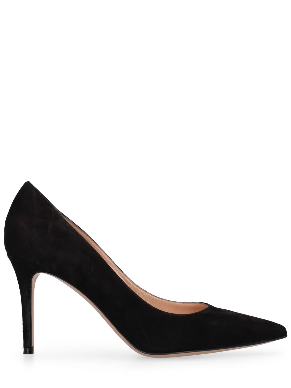 Black suede décolleté with elegant heel