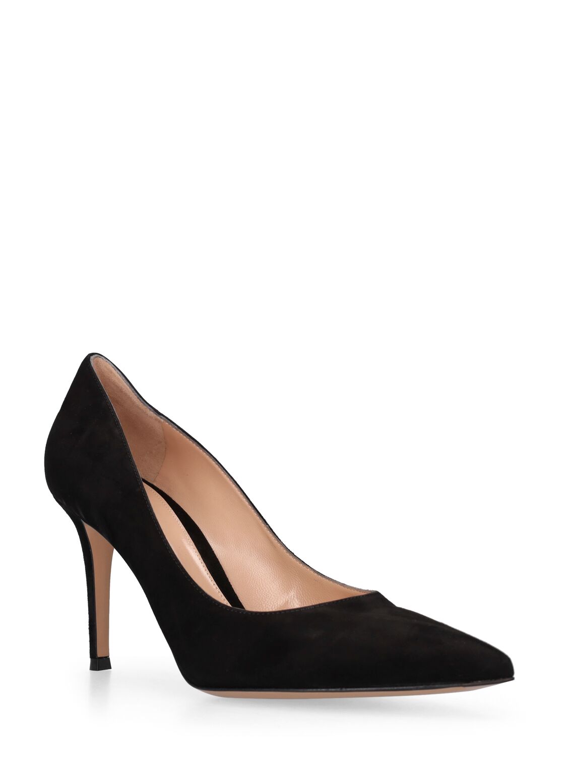 Black suede décolleté with elegant heel