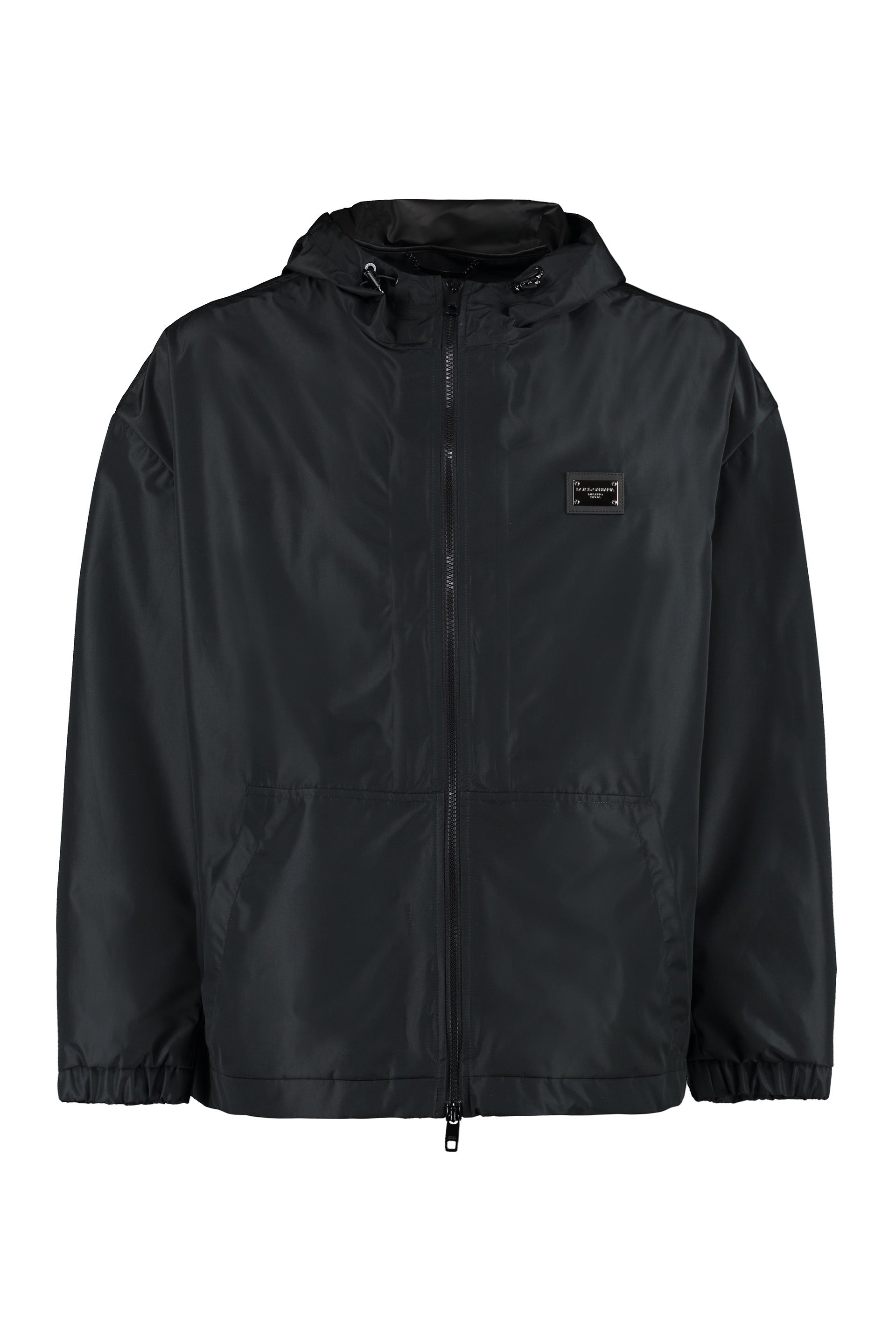 Technical fabric hooded jacket