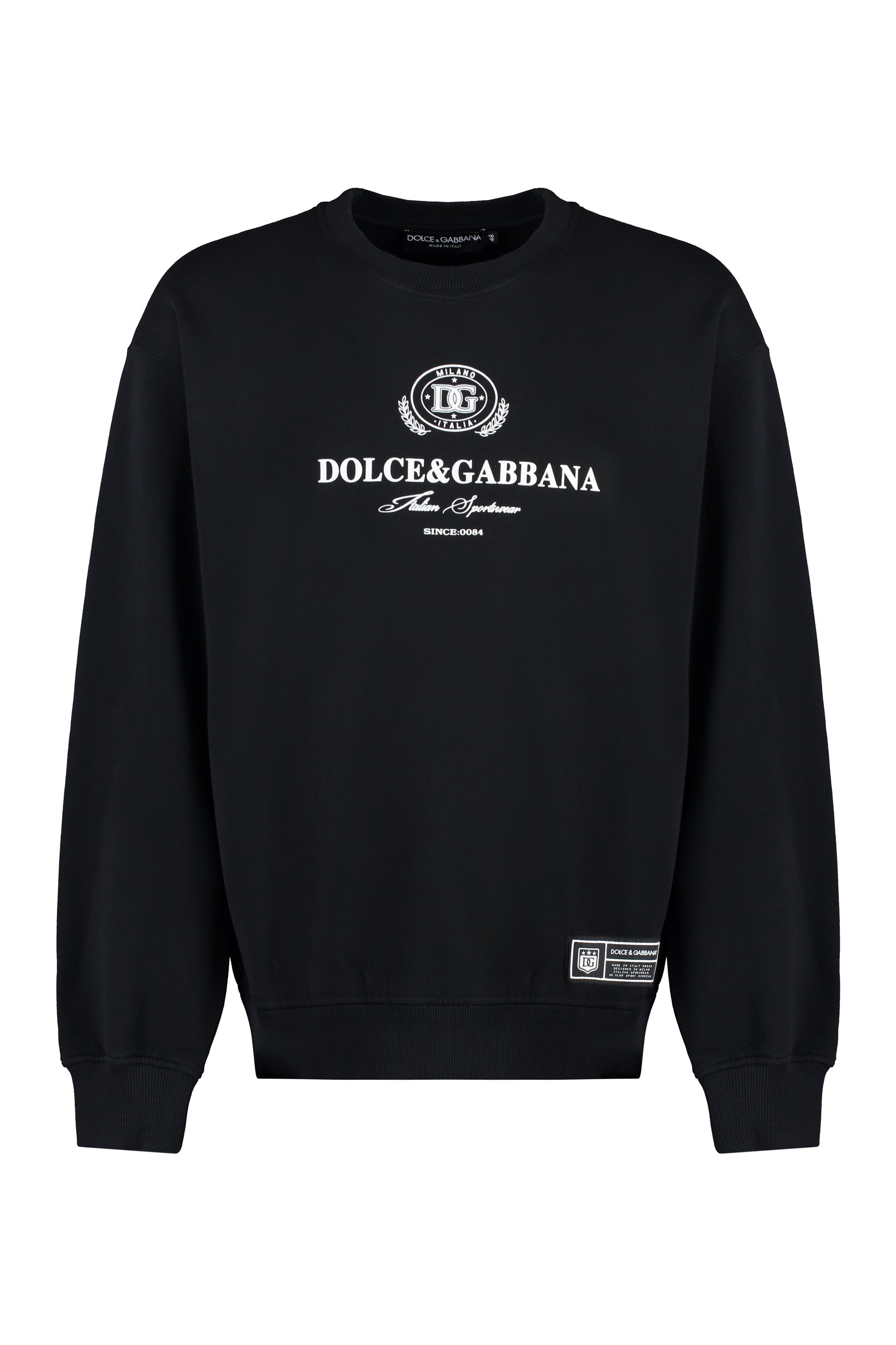 Cotton crew-neck sweatshirt with logo