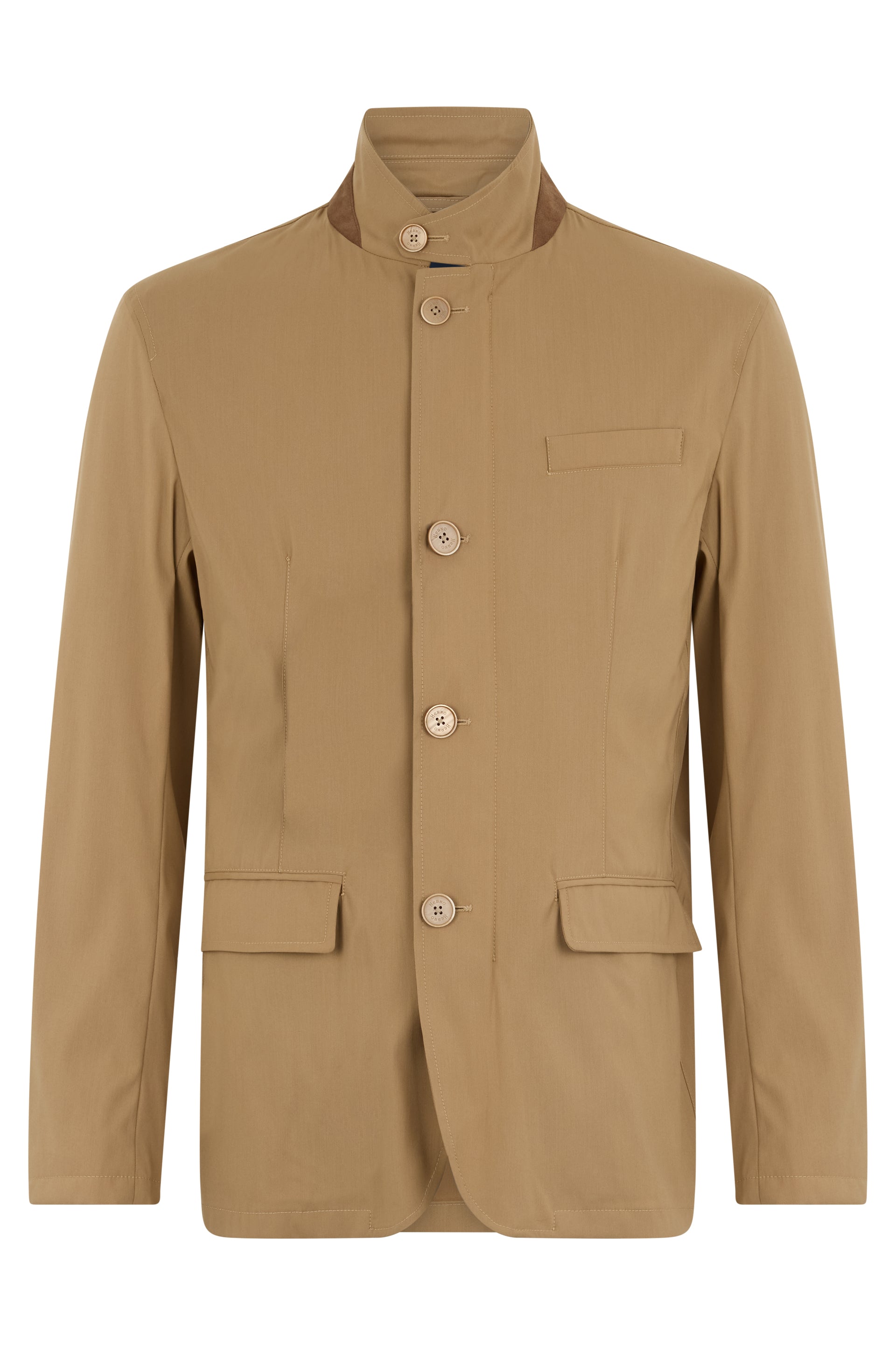 Light sand jacket with raised collar