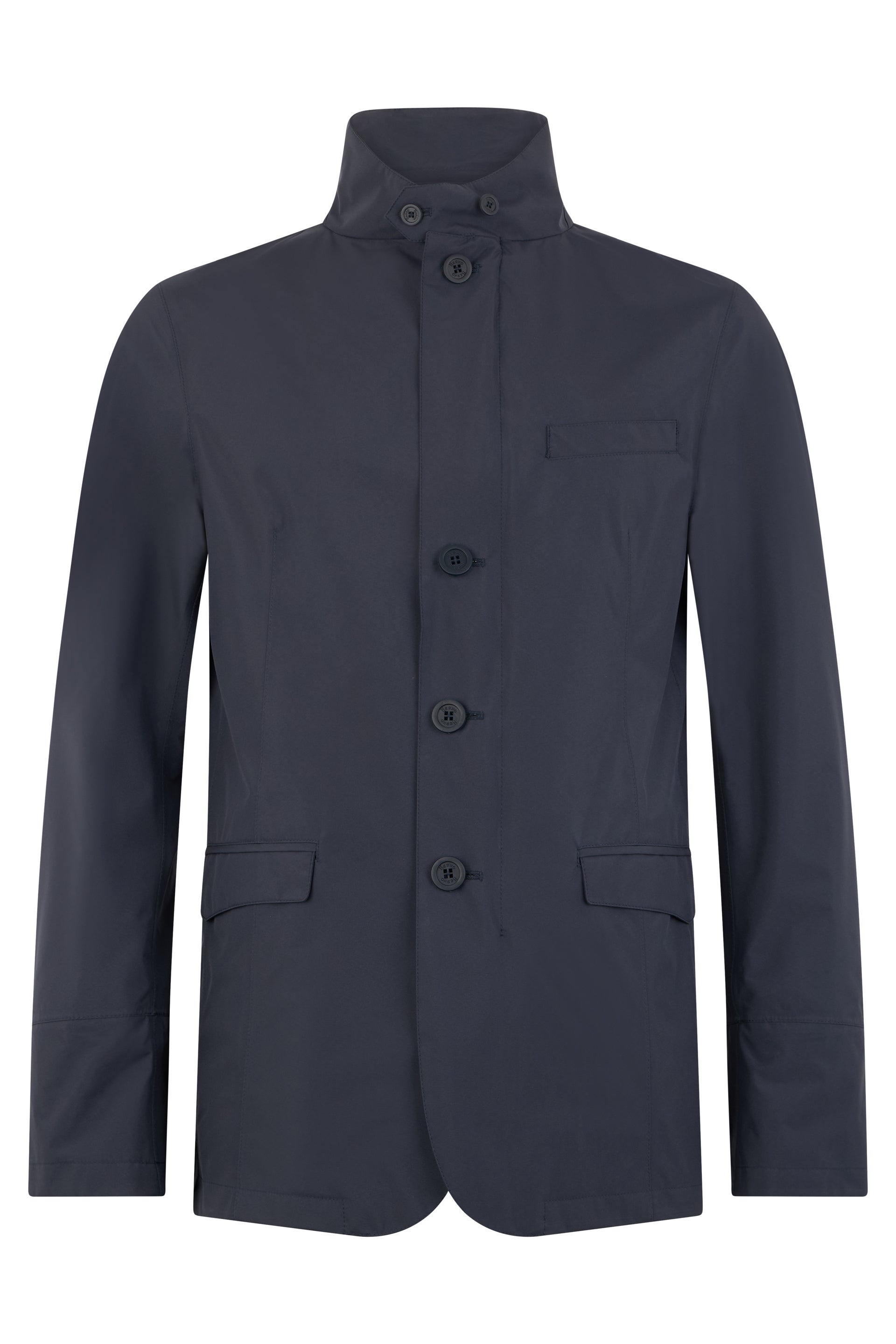 Elegant dark blue jacket, modern style.