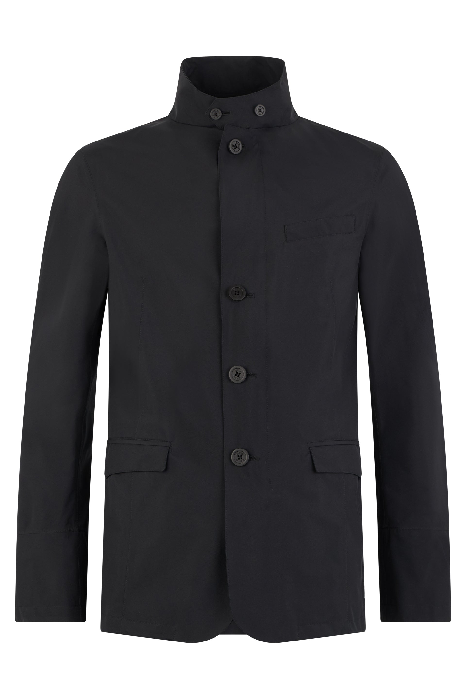 Elegant black jacket with high collar