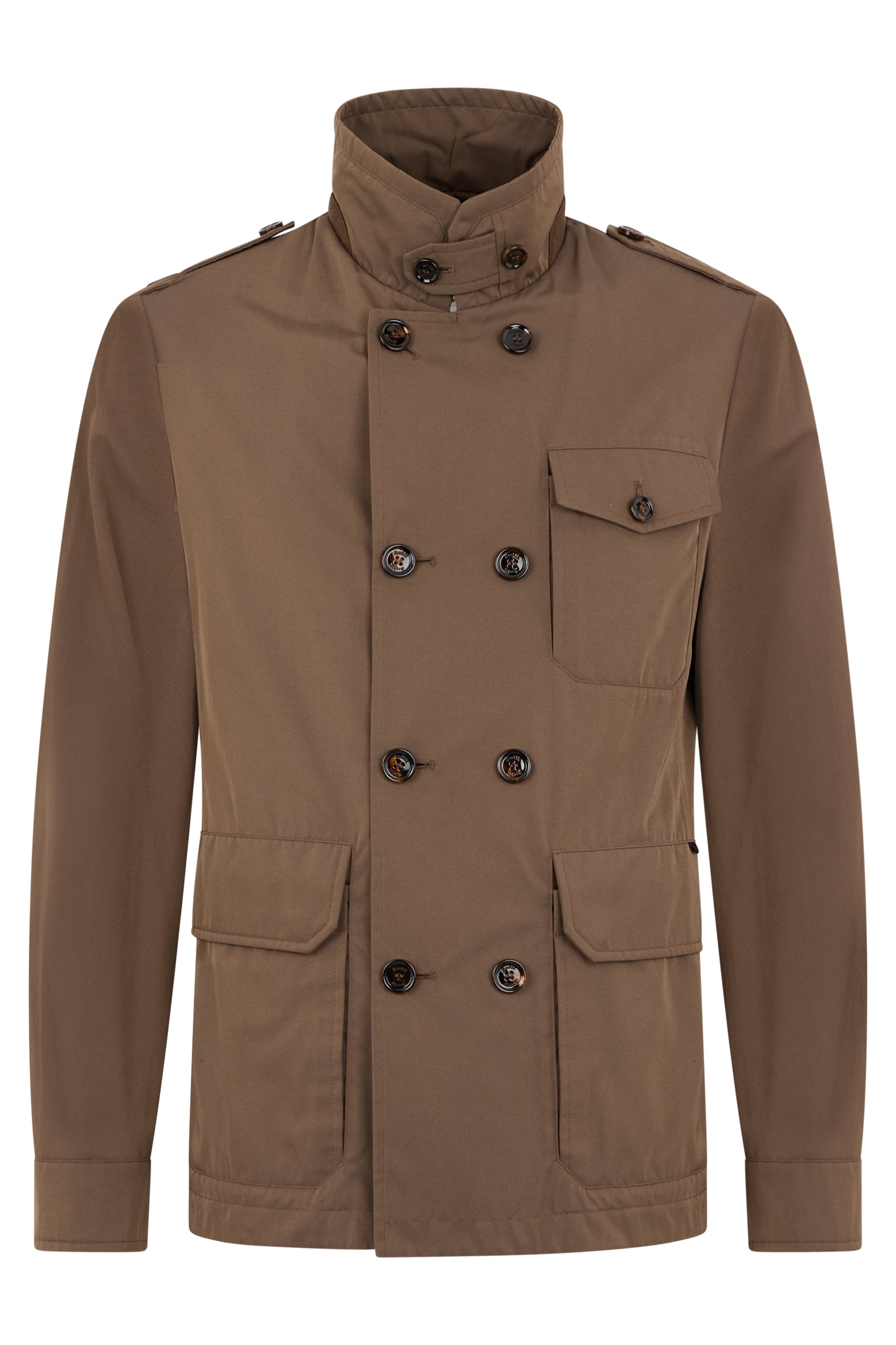 Brown modern double-breasted jacket, versatile and chic.
