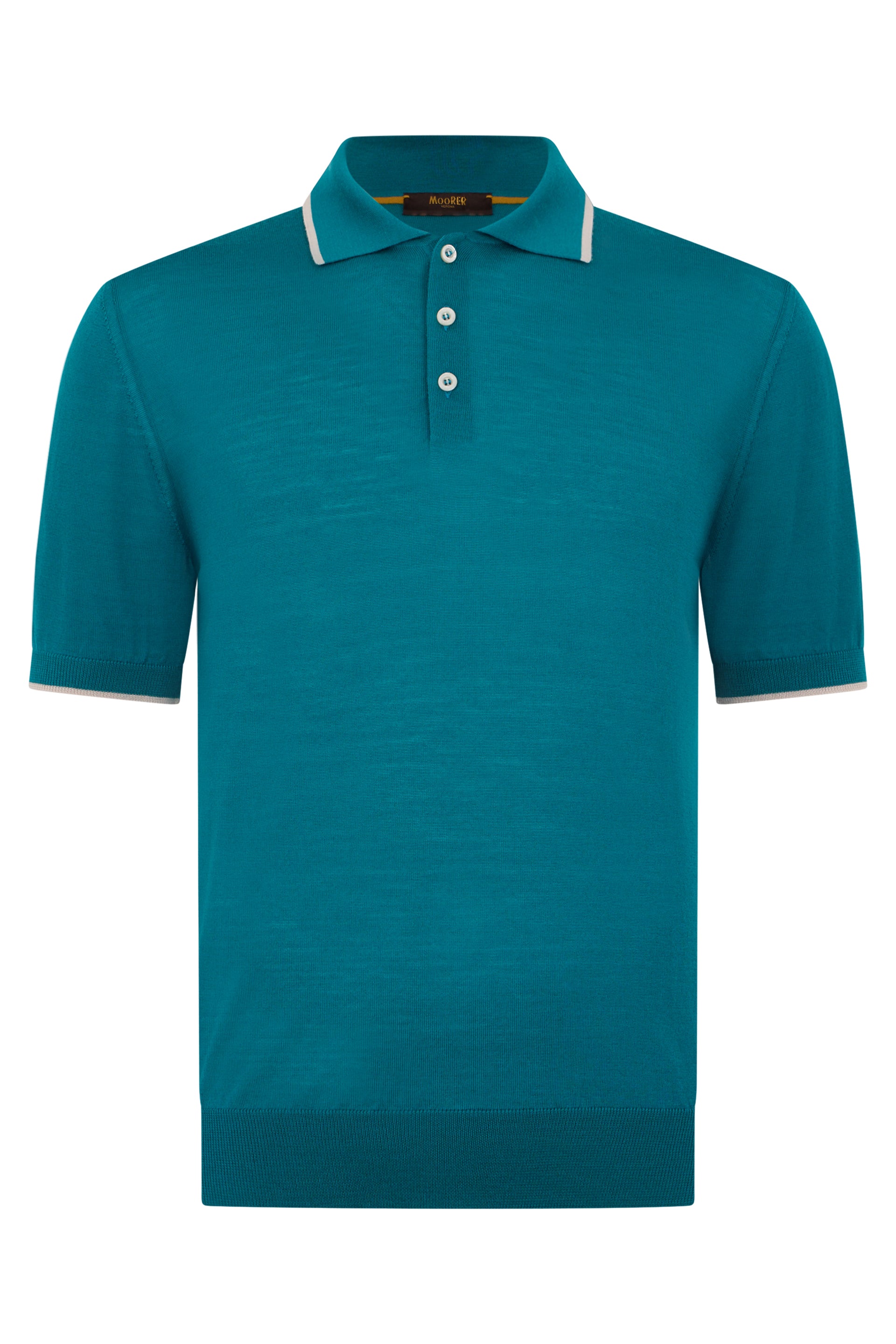 Turquoise polo shirt with short sleeves, casual and versatile.
