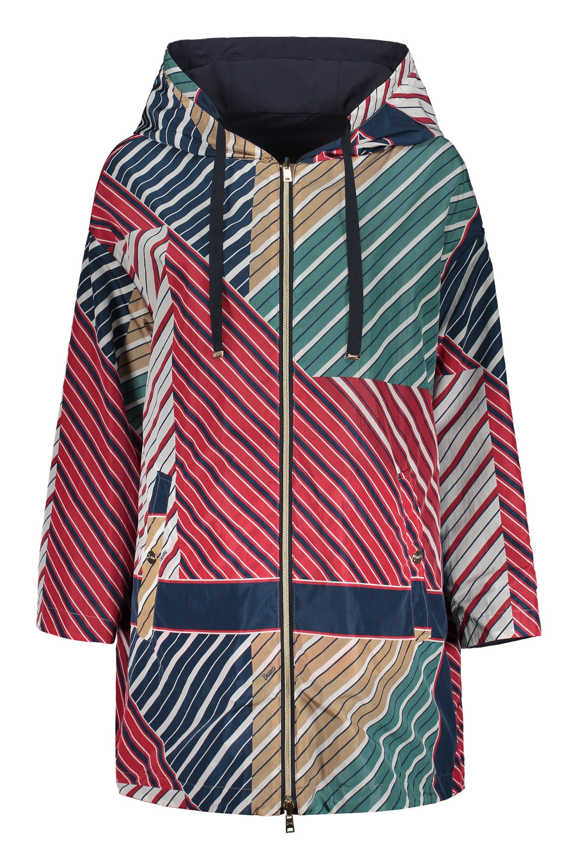 Technical fabric hooded jacket