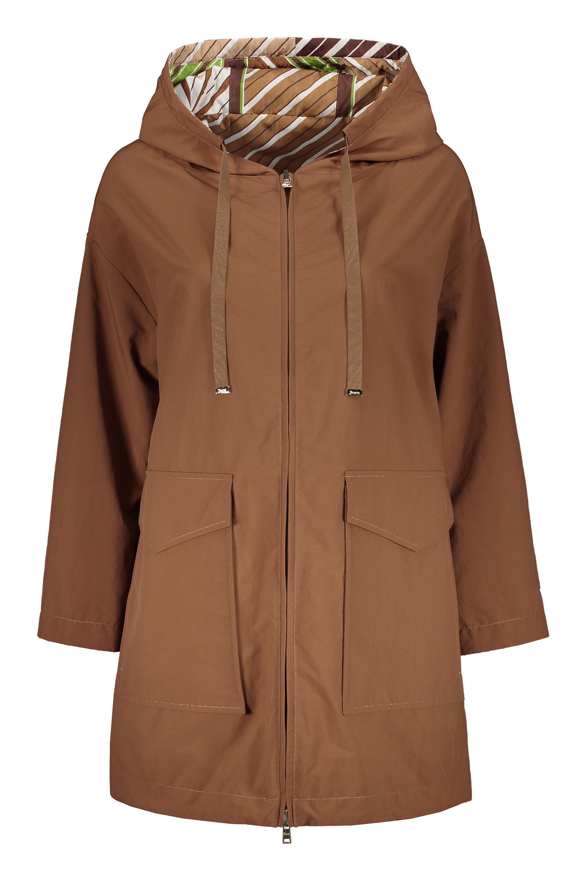 Technical fabric hooded jacket