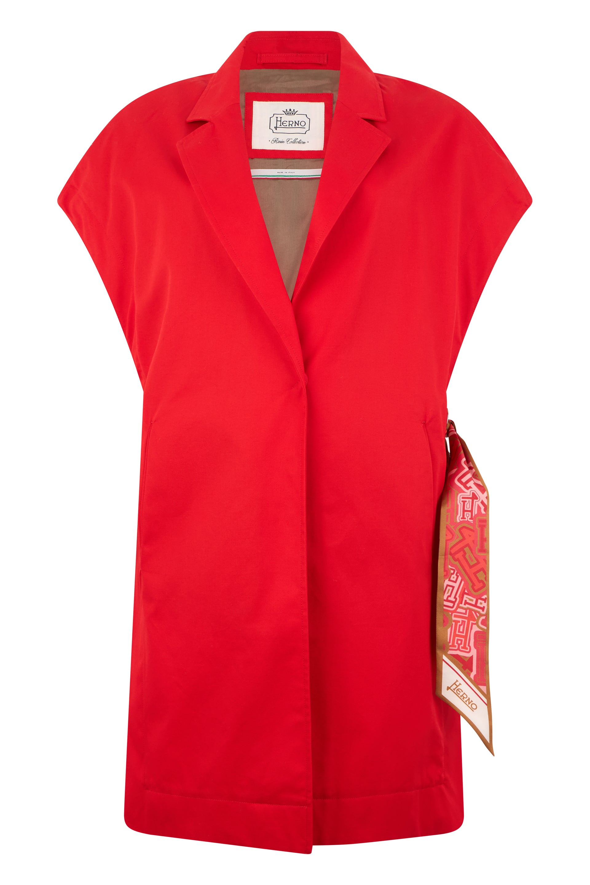Modern red sleeveless blazer