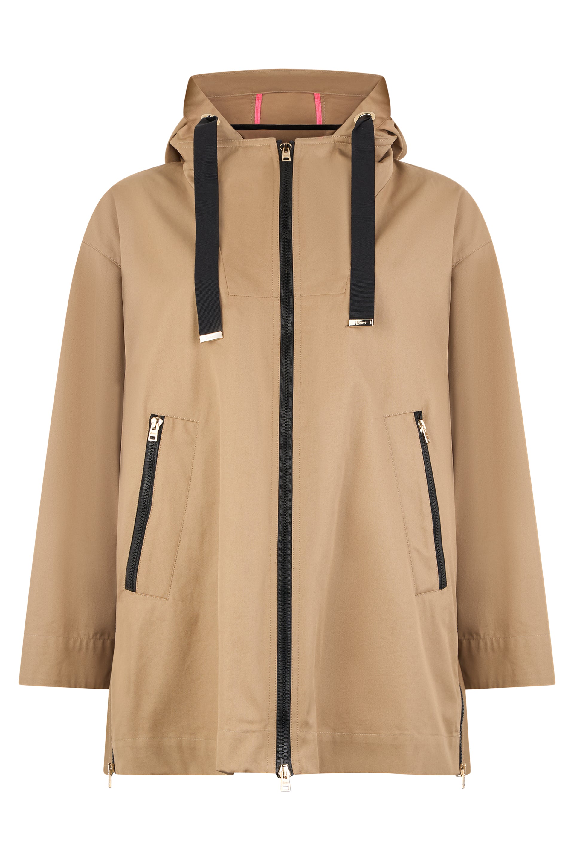 Light beige jacket with hood and zipper