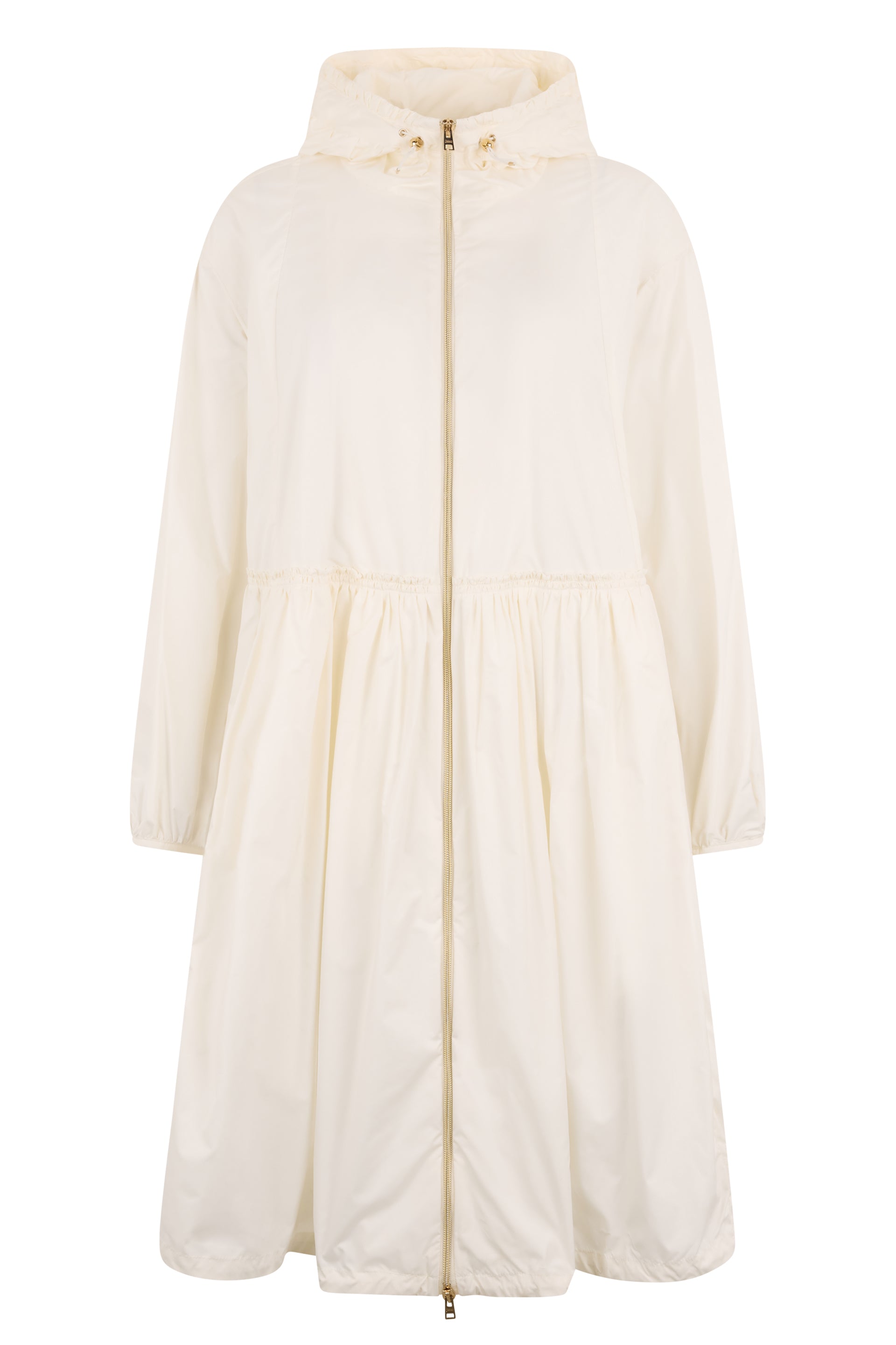 Lightweight white cream jacket with hood, versatile and elegant
