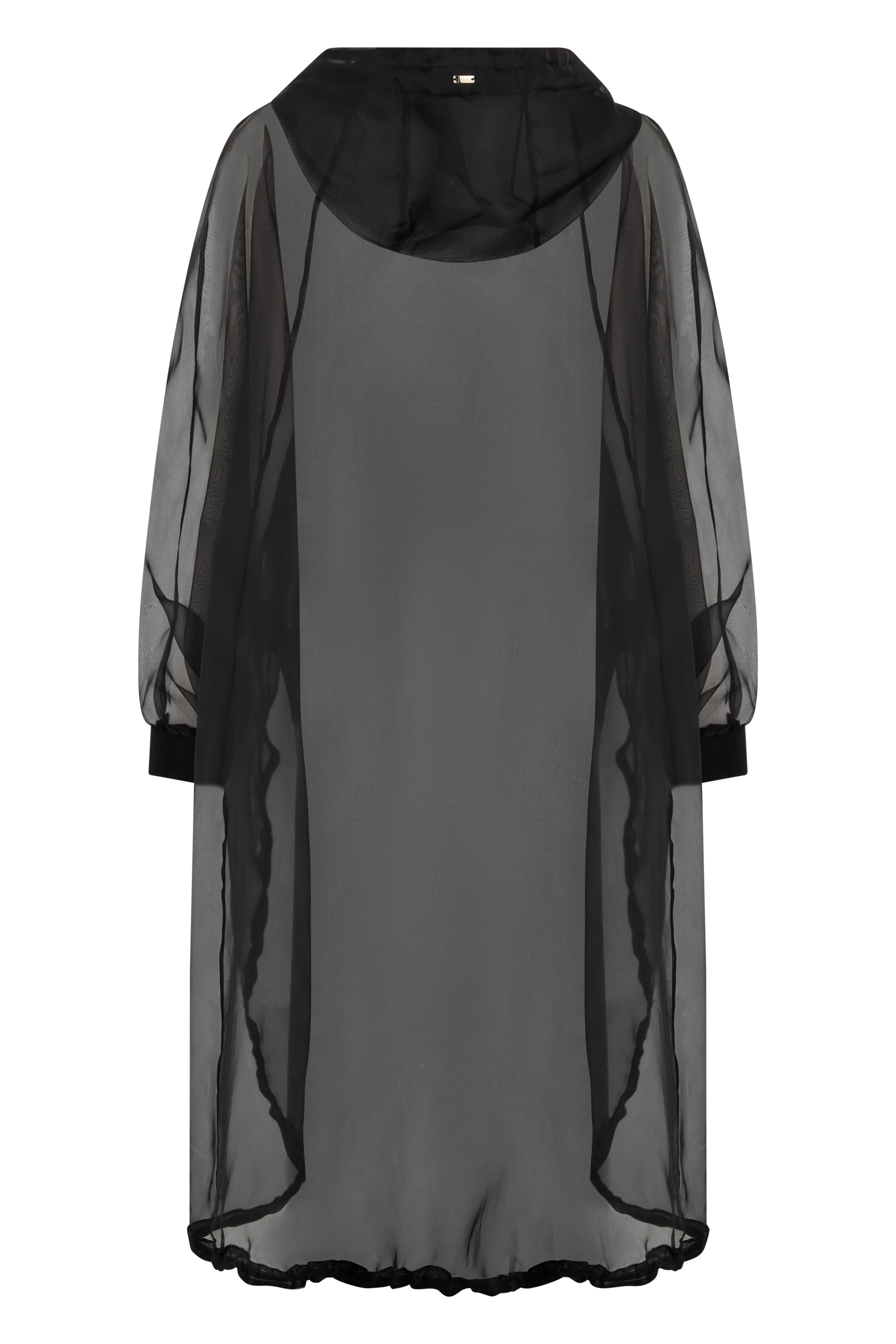 Long black transparent jacket with puff sleeves