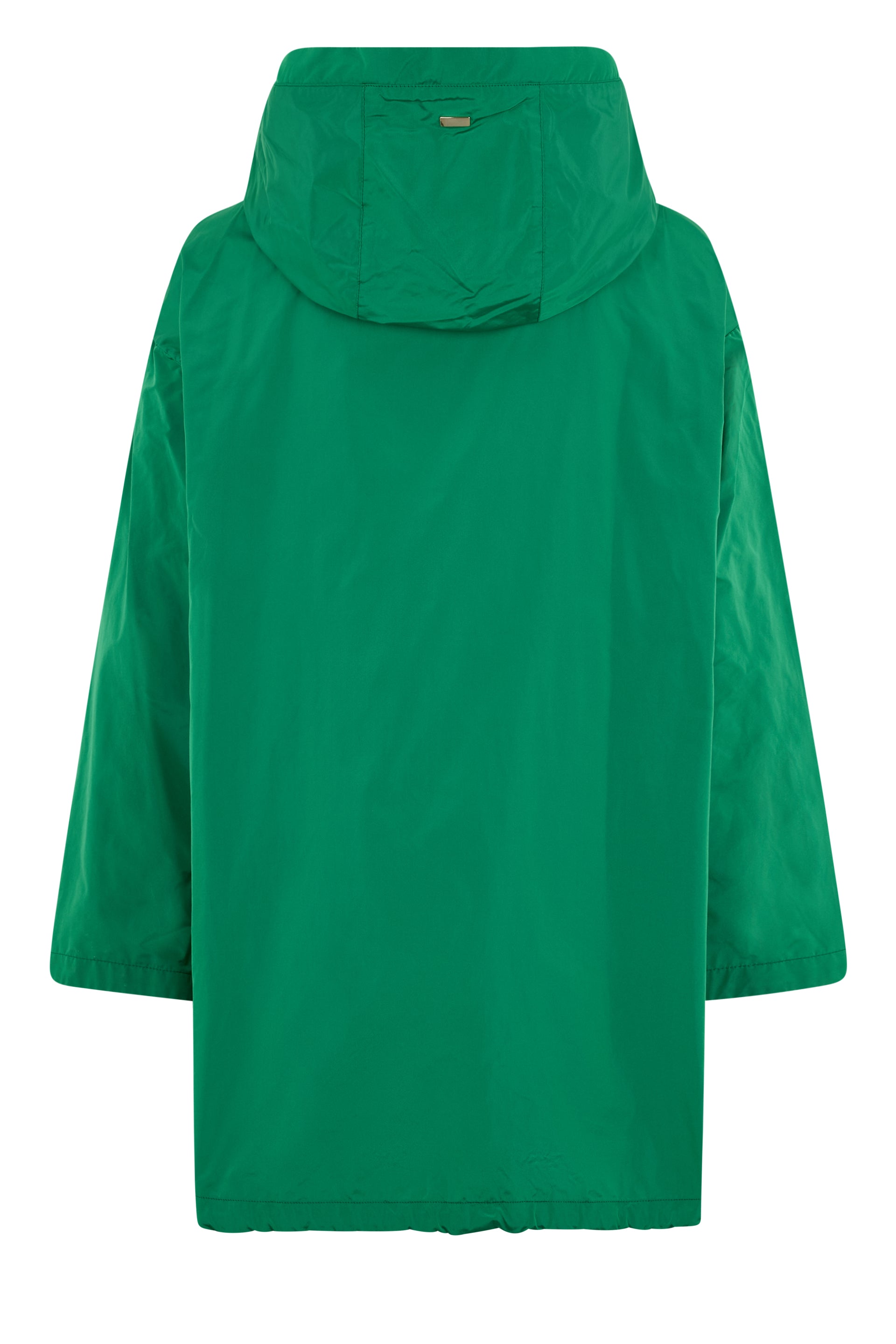 Bright green jacket with adjustable hood