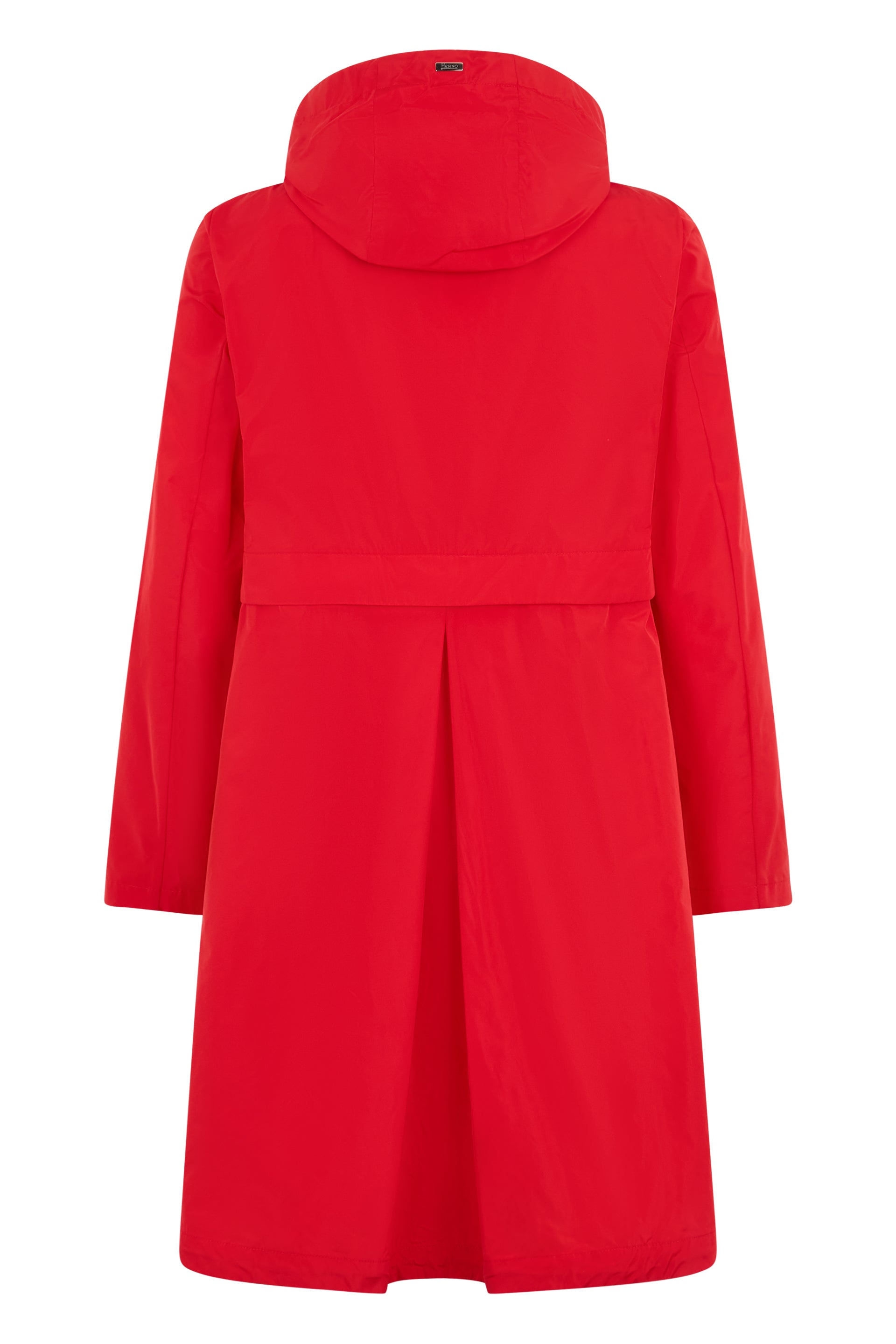 Red long jacket with hood, versatile and casual