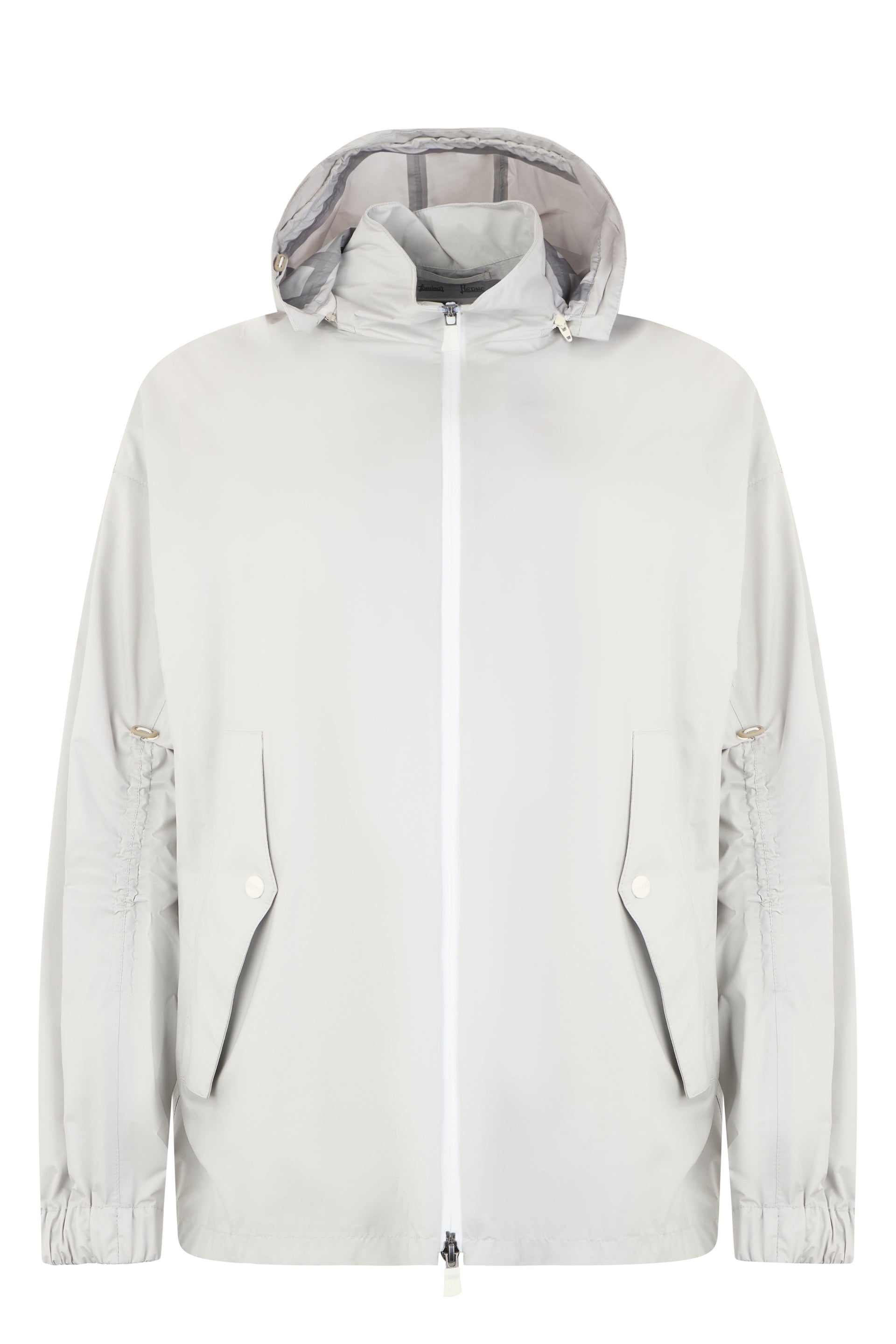 Light white jacket with hood and zip