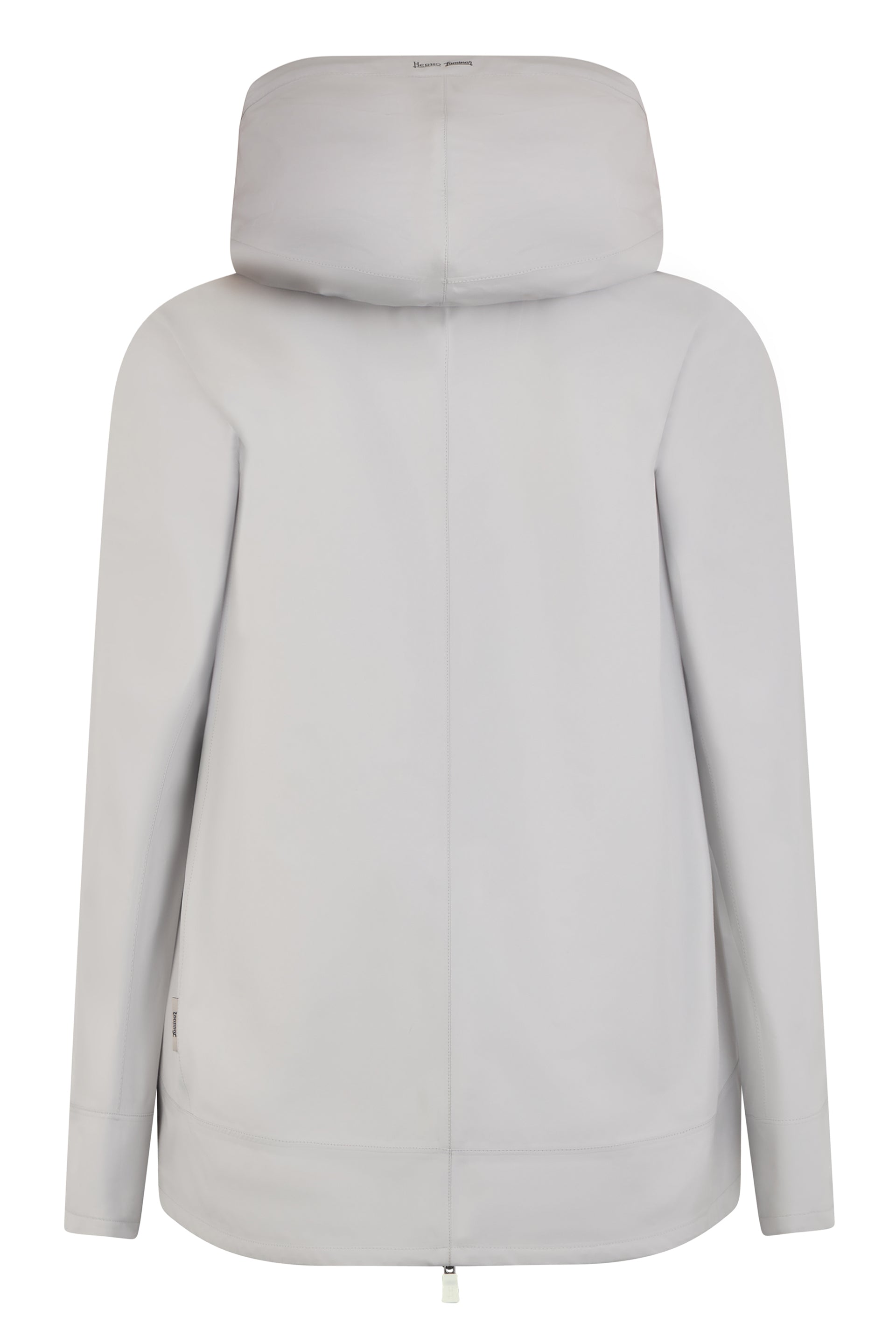Light gray jacket with adjustable hood