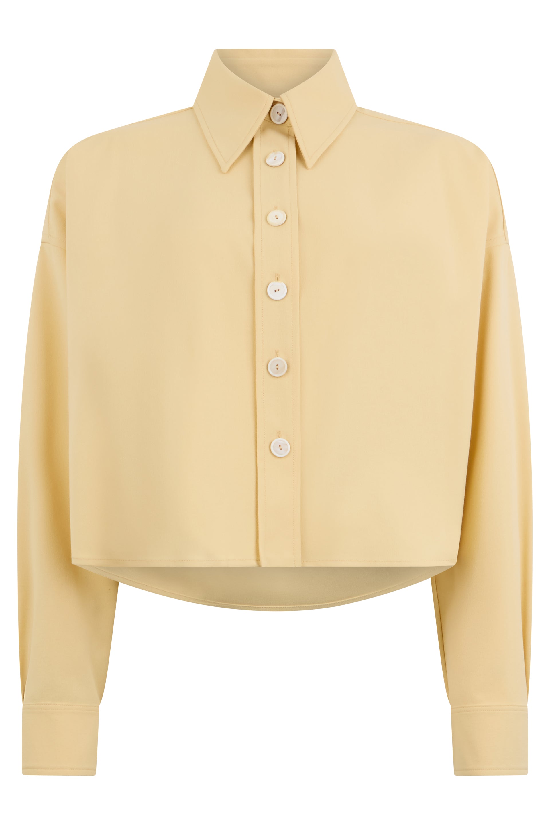 Elegant Light Yellow Cropped Shirt Versatile