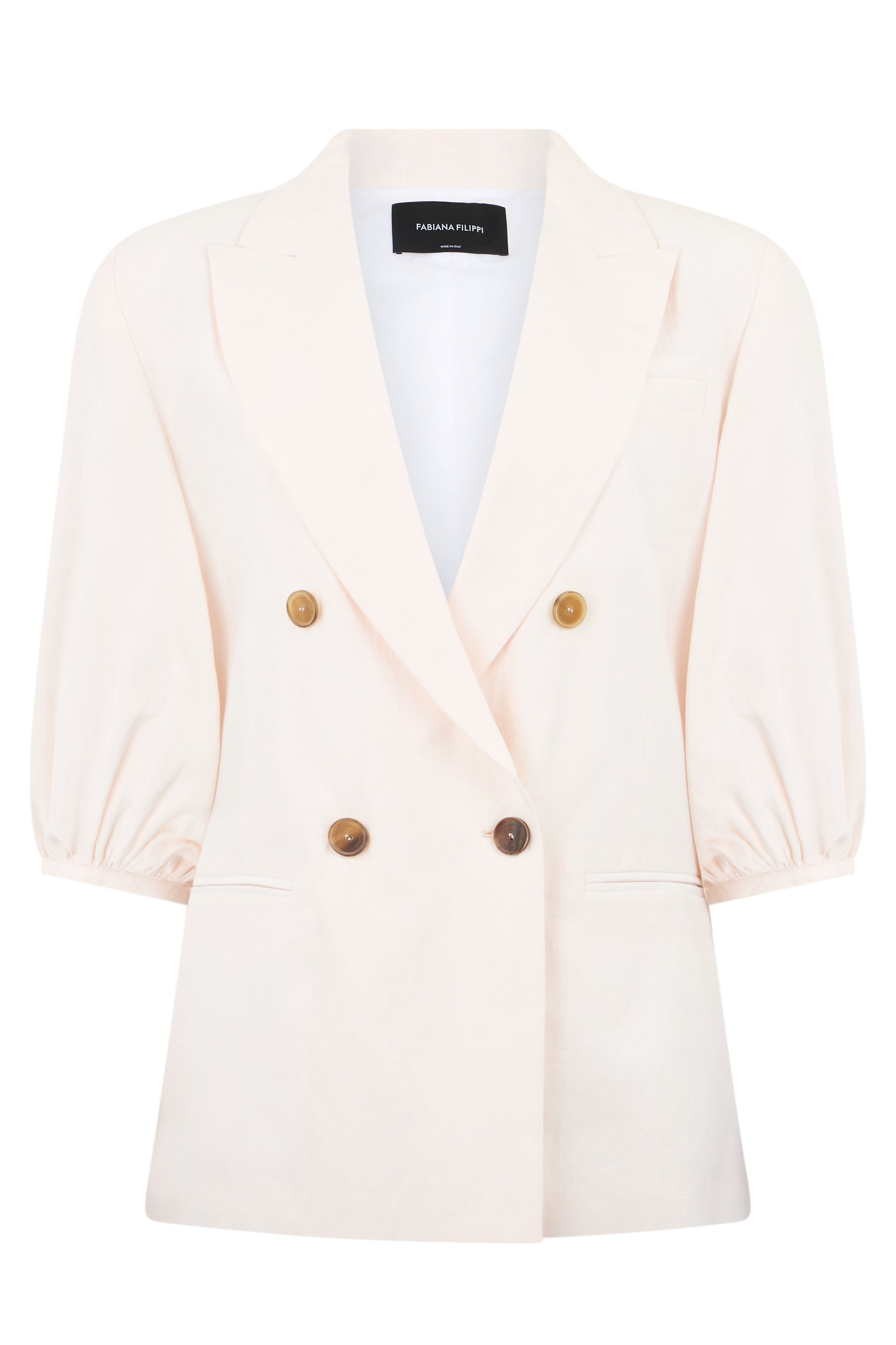 Elegant double-breasted blazer with puff sleeves