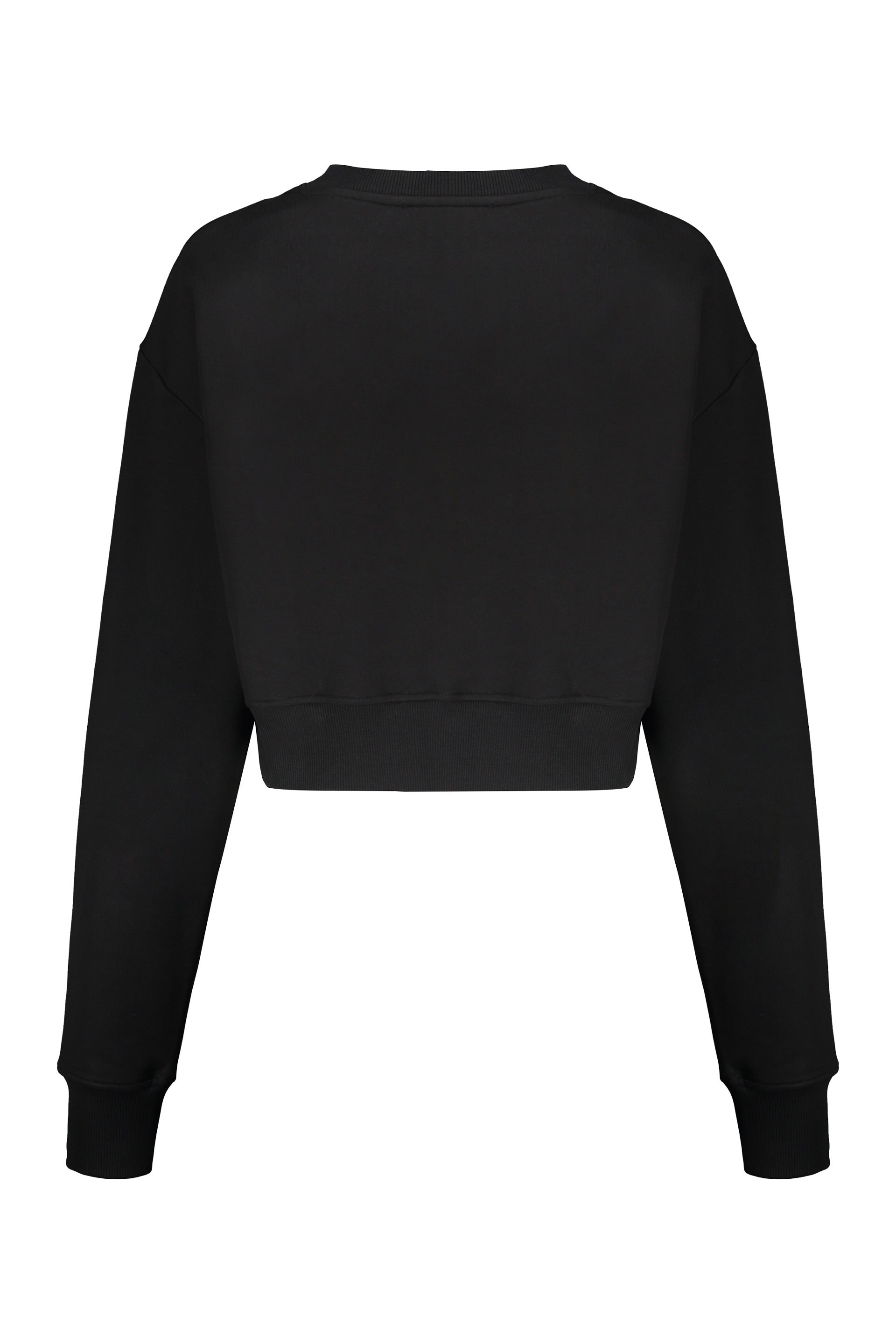 Black cropped sweatshirt with logo, casual style