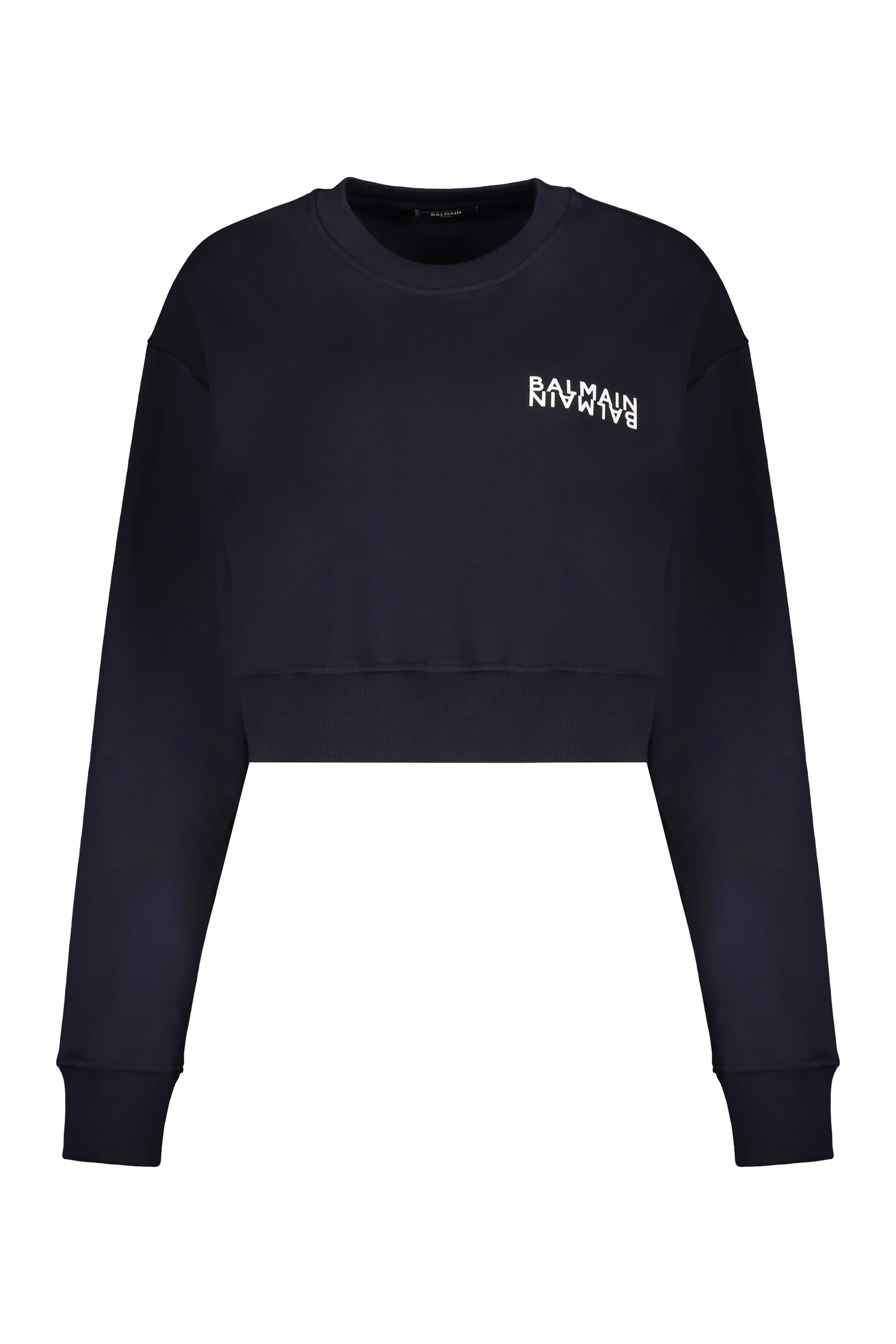 Dark blue crop sweatshirt with logo