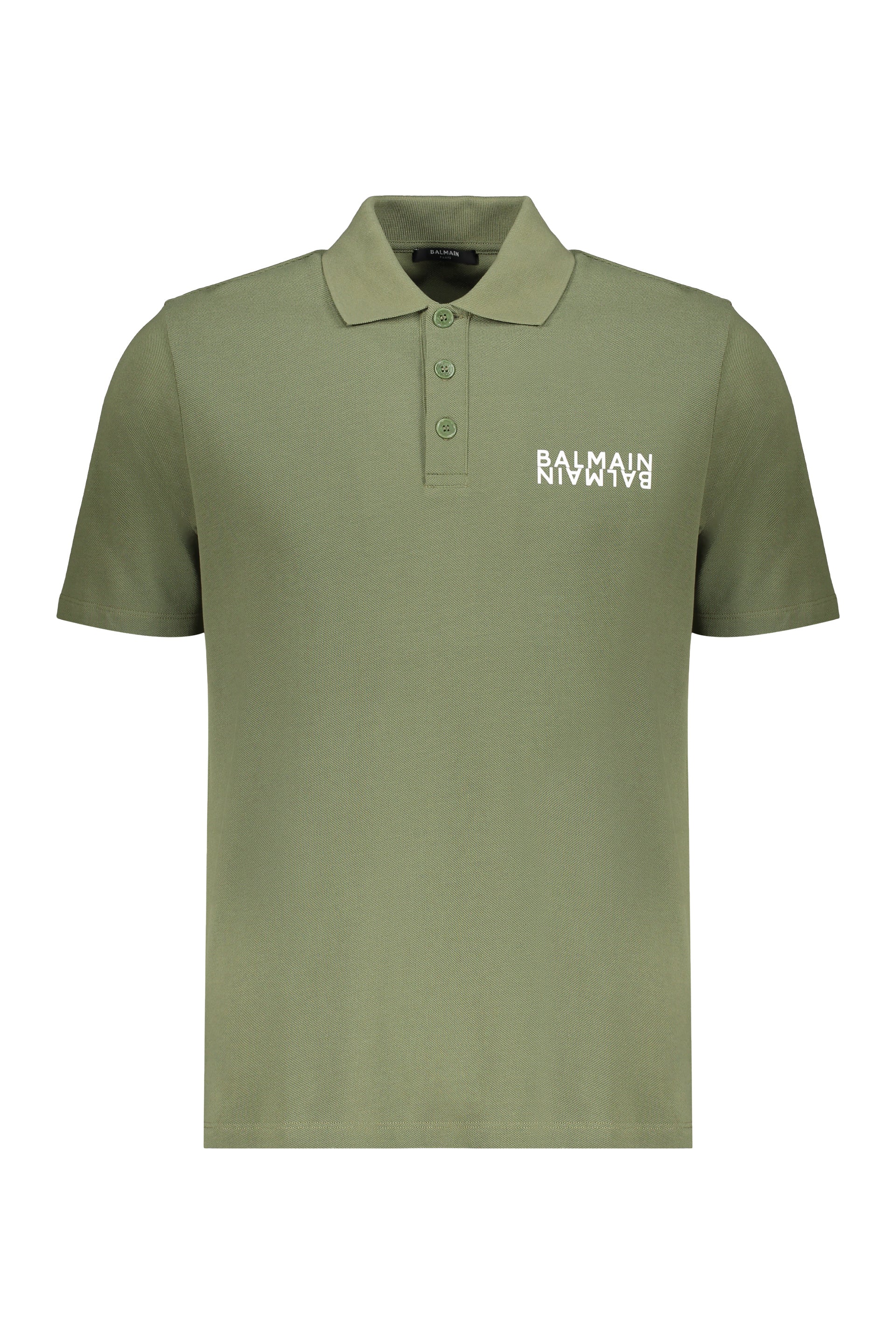 Olive green polo with short sleeves