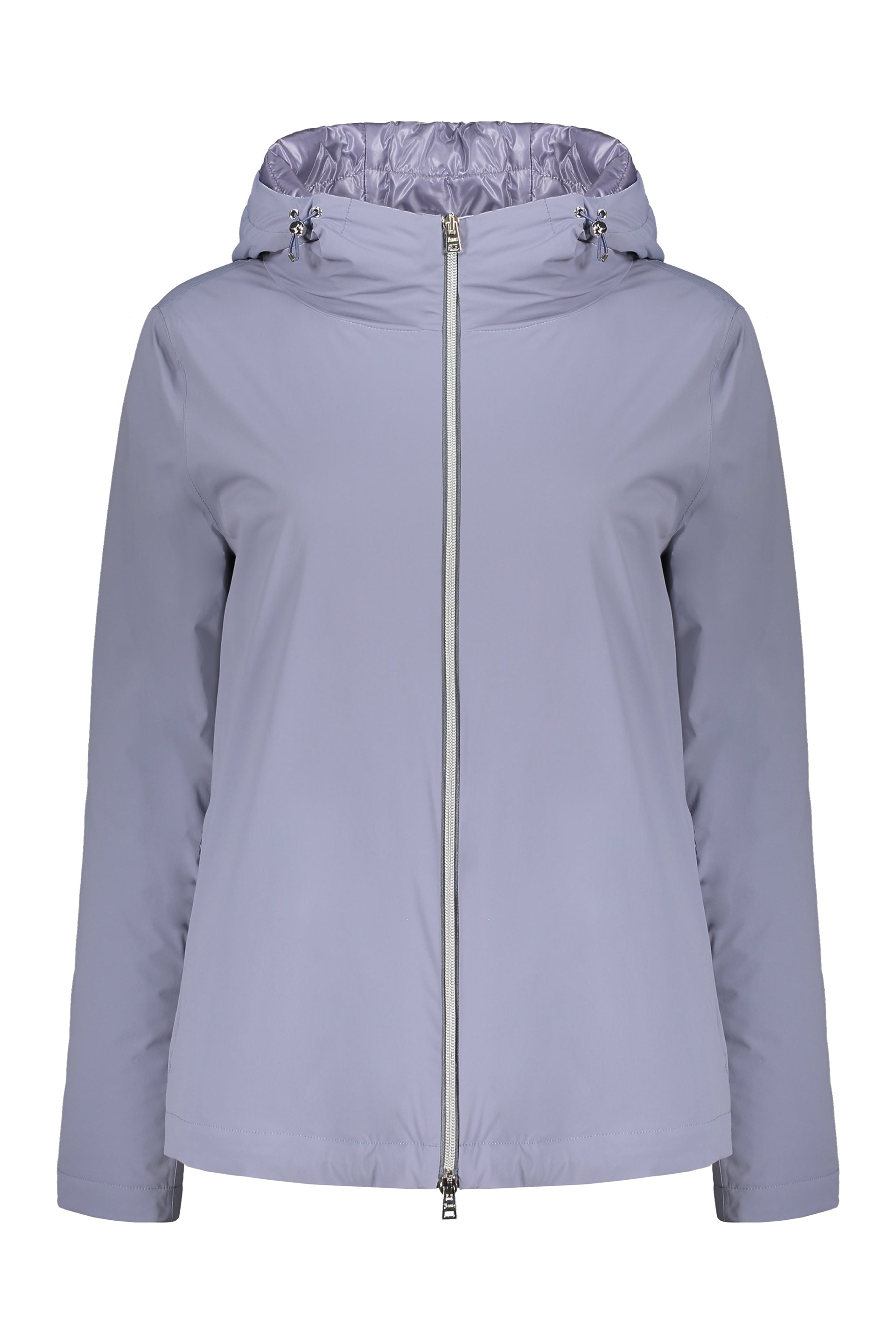 Hooded full-zip down jacket