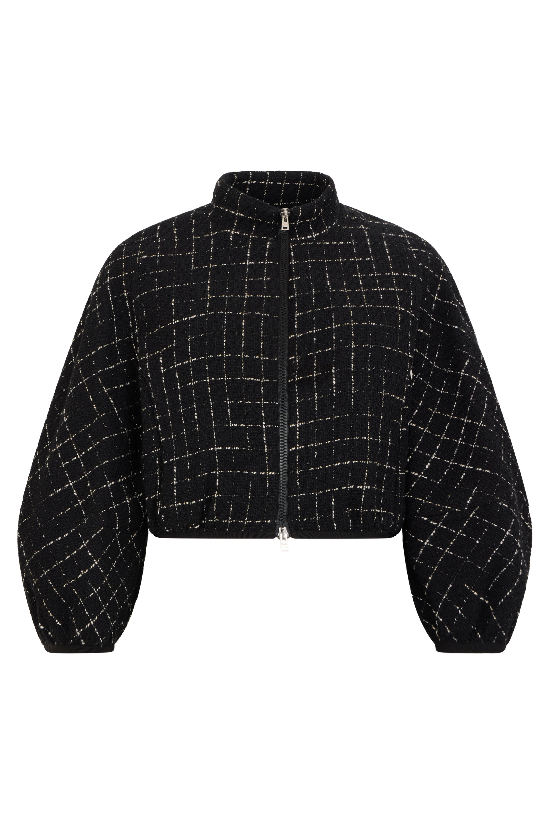 Short black jacket with puff sleeves