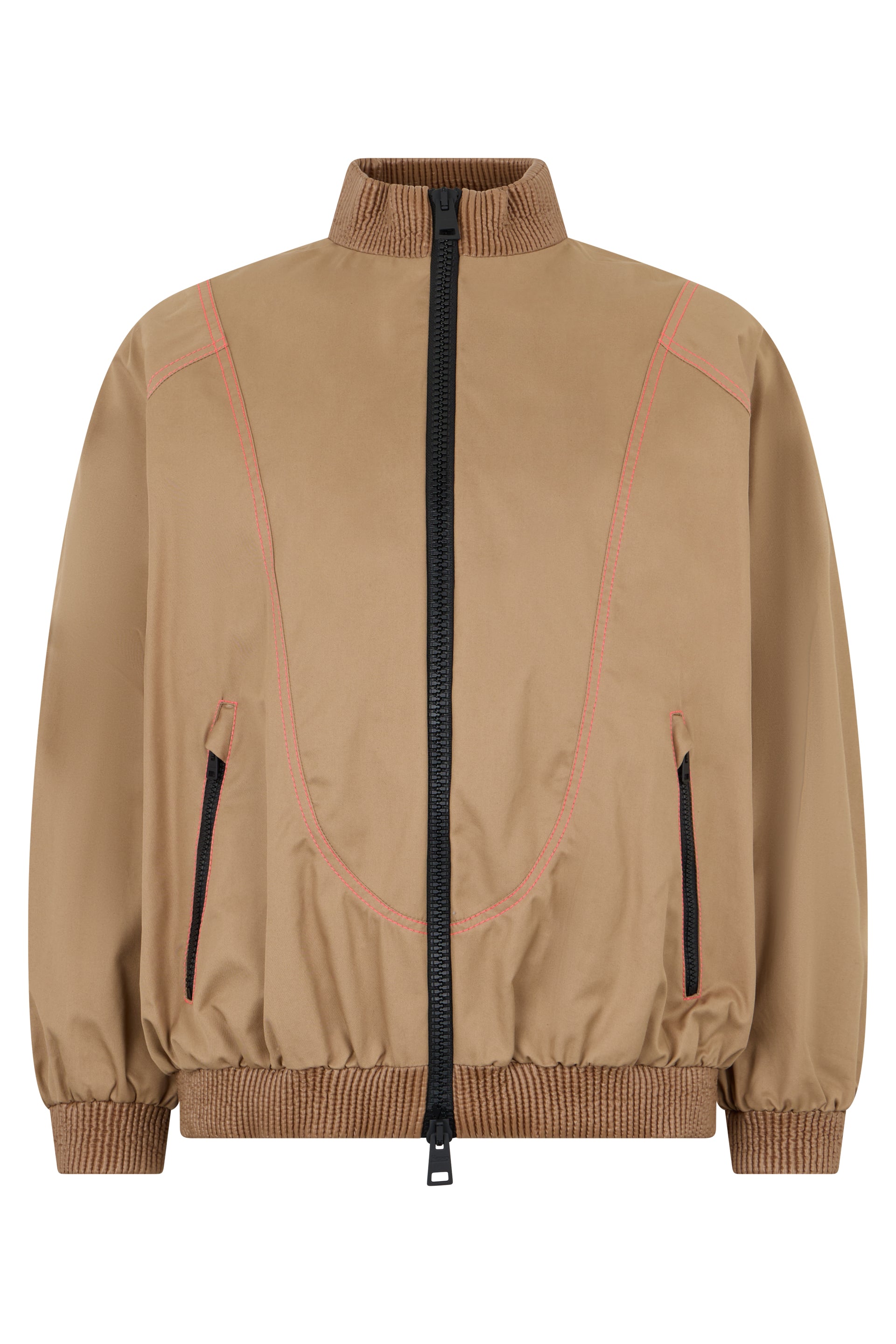 Beige bomber jacket with zip and collar