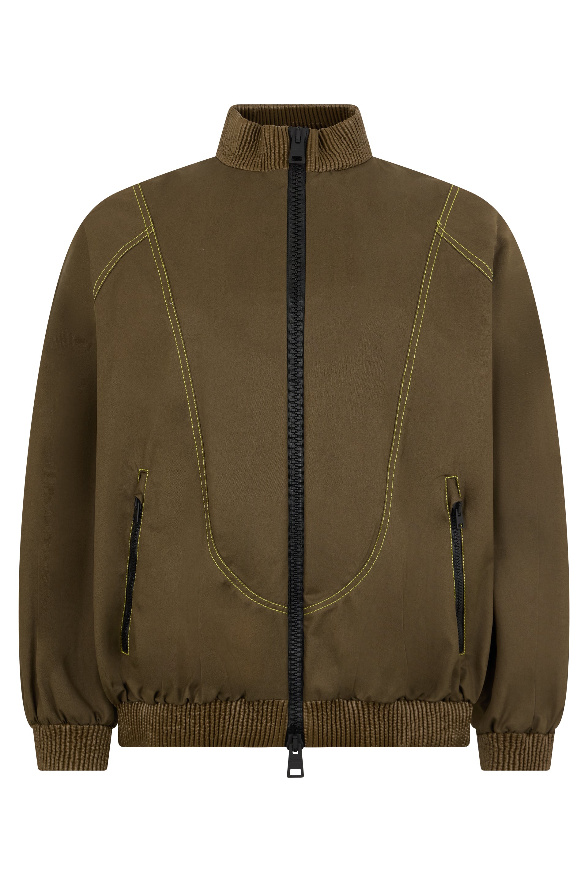 Khaki green bomber jacket with versatile and casual design