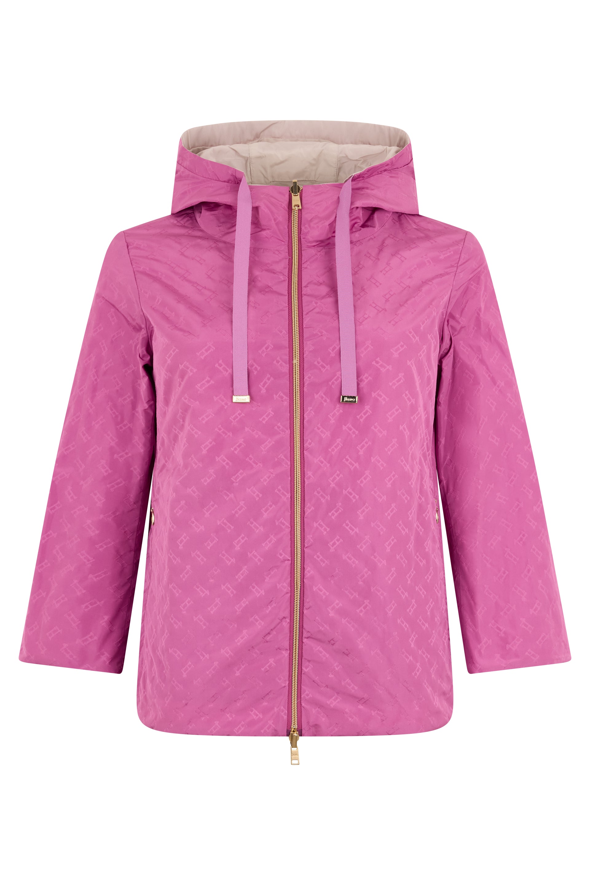Light fuchsia jacket with zipper and hood
