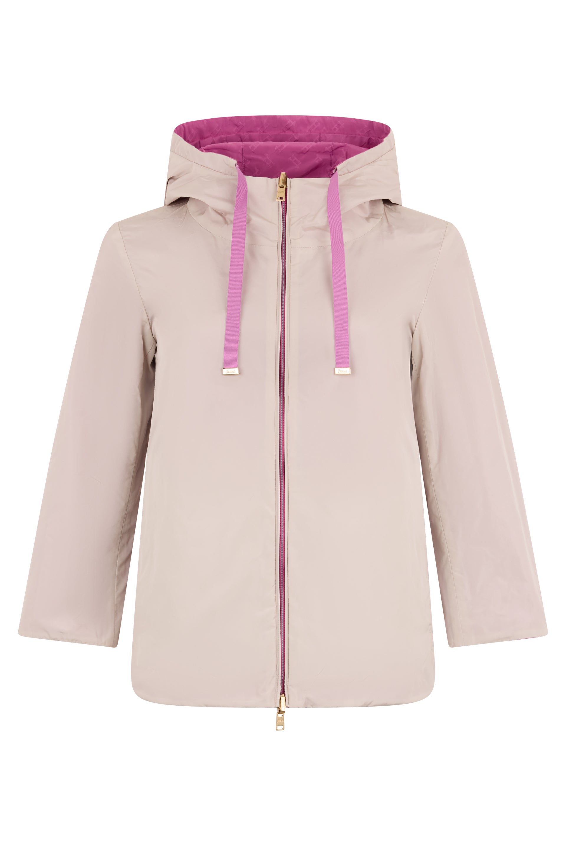 Light fuchsia jacket with zipper and hood