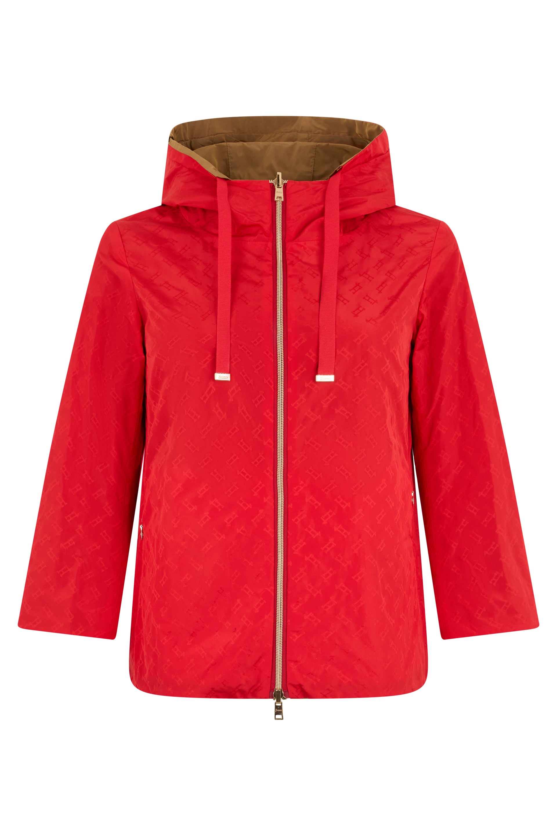 Light red jacket with adjustable hood