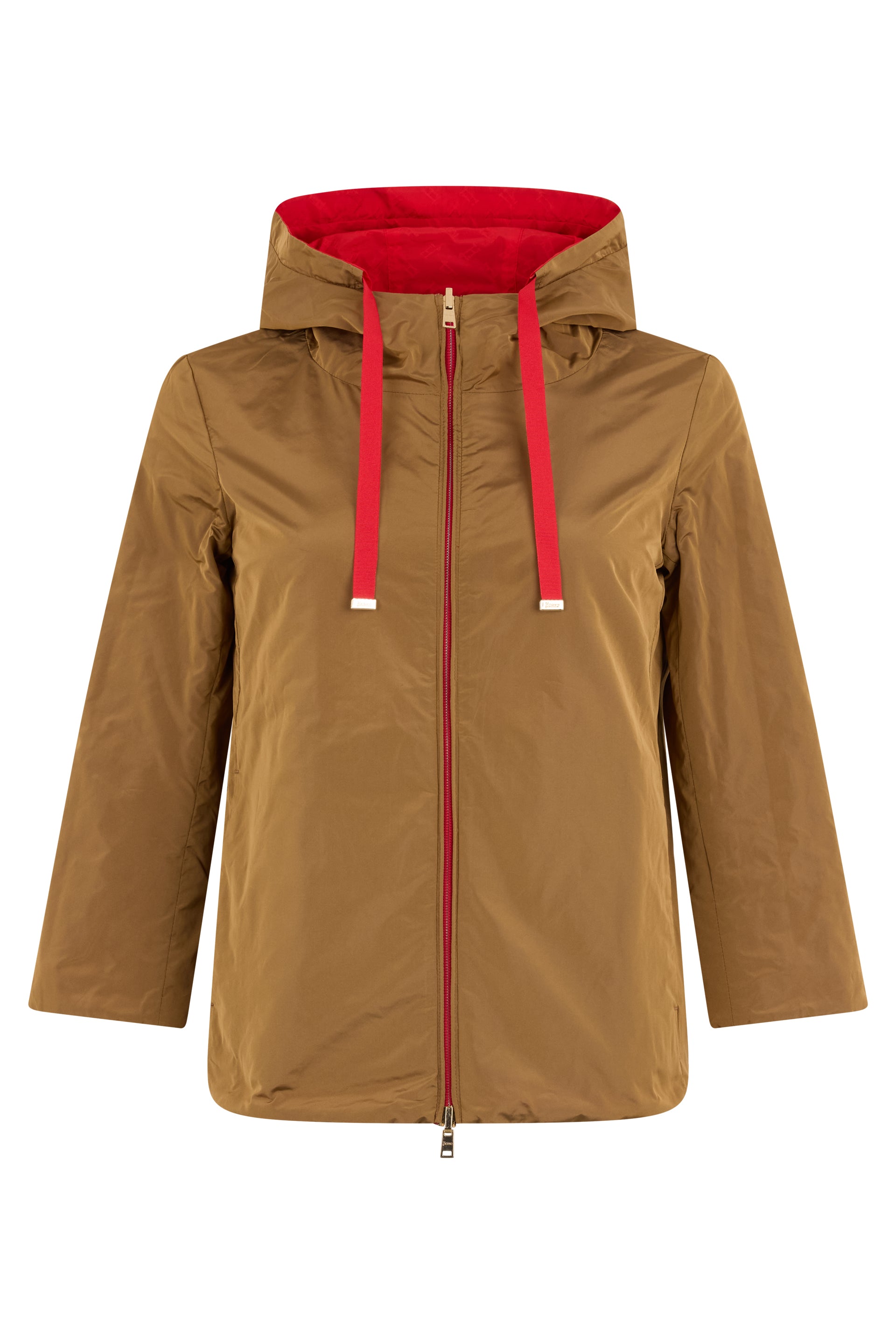 Light red jacket with adjustable hood