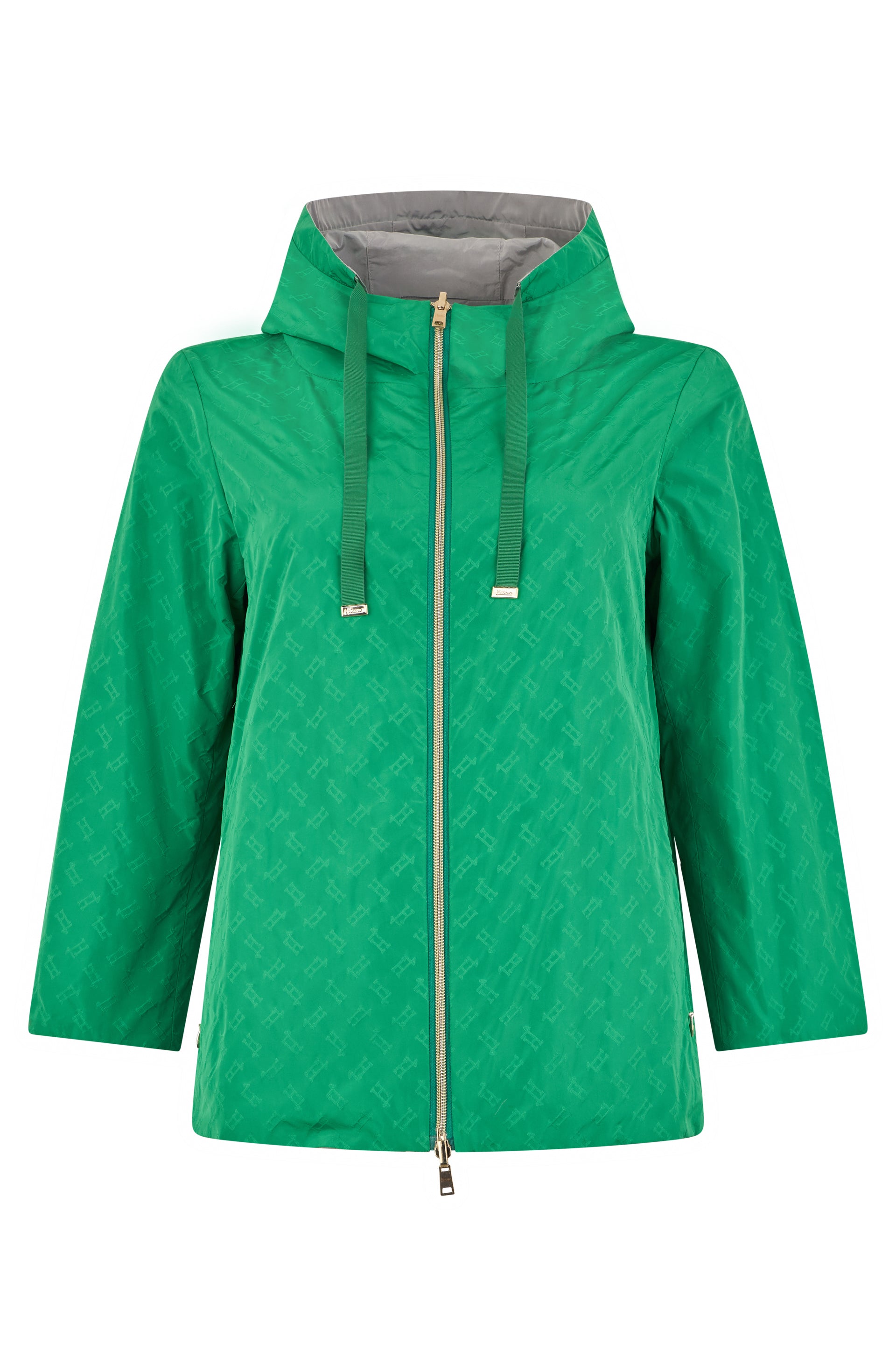 Light green jacket with adjustable hood