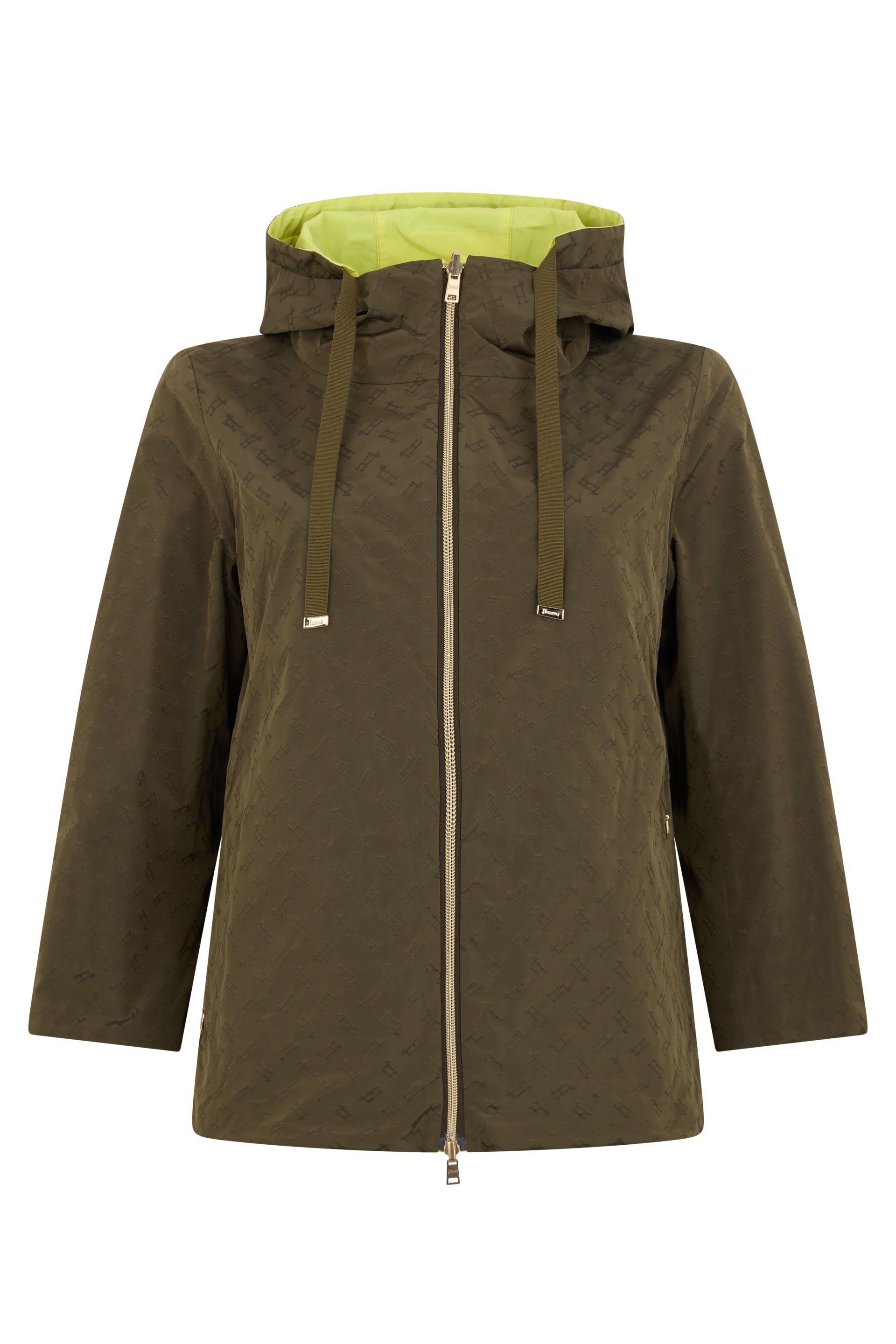 Light jacket with hood in khaki color, versatile and durable
