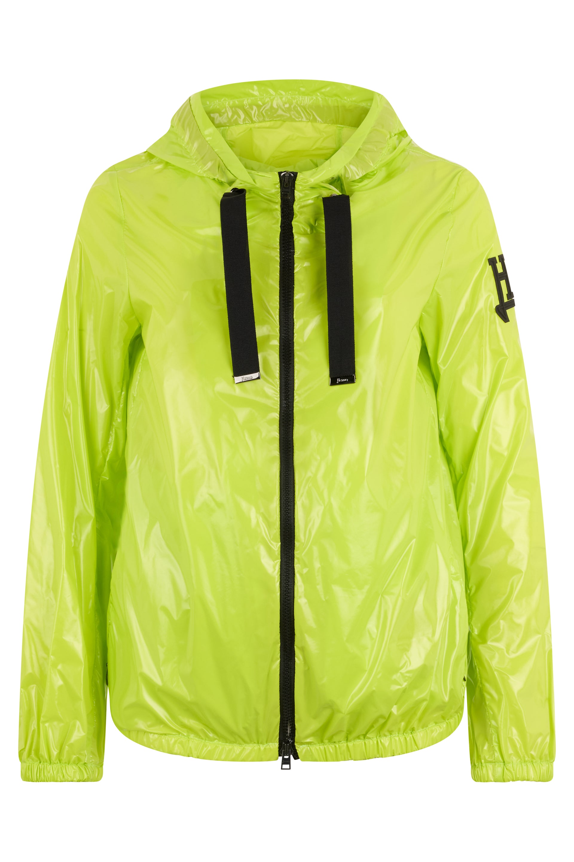 Light yellow fluorescent jacket with hood