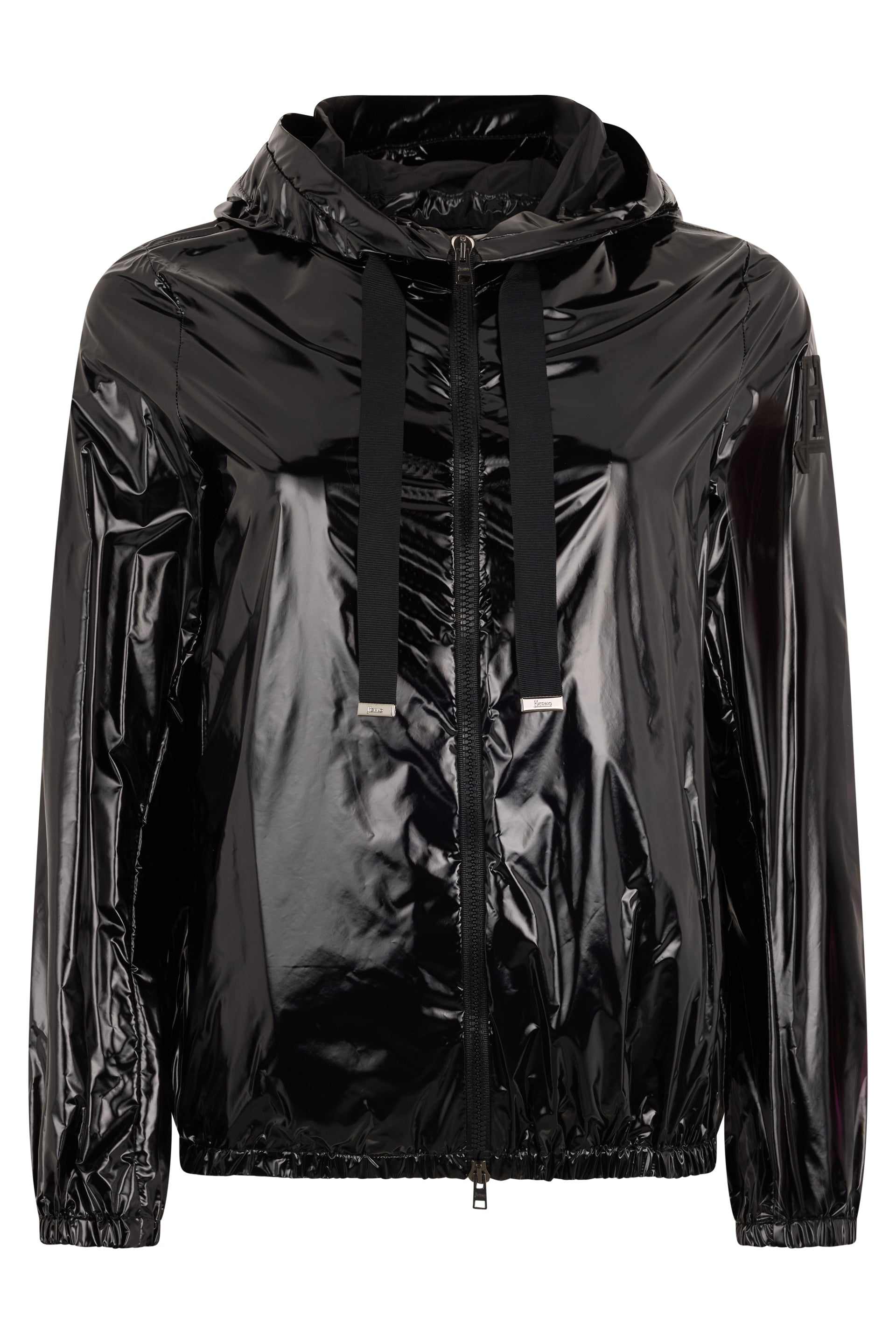 Black waterproof jacket with adjustable hood