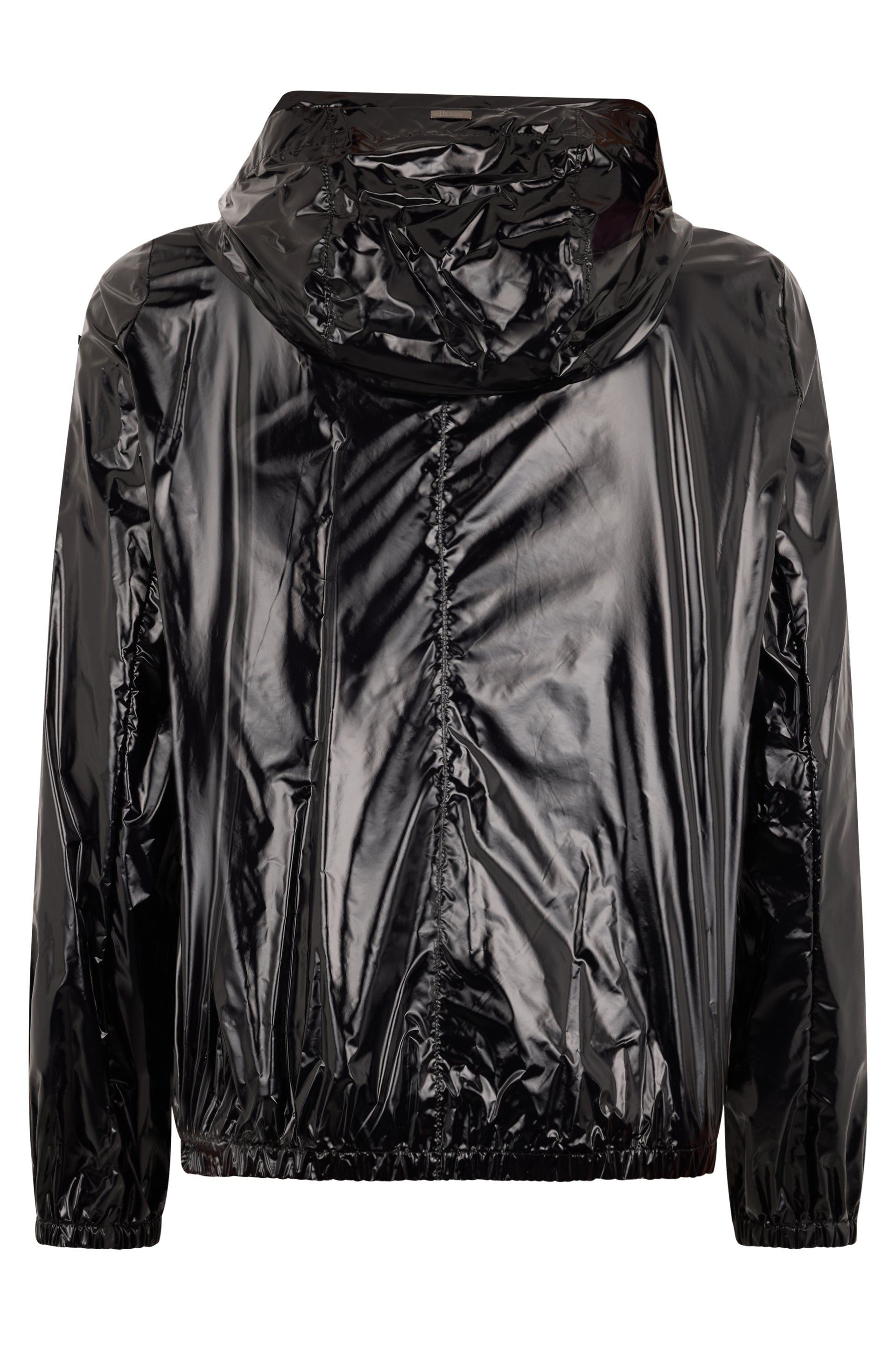 Black waterproof jacket with adjustable hood