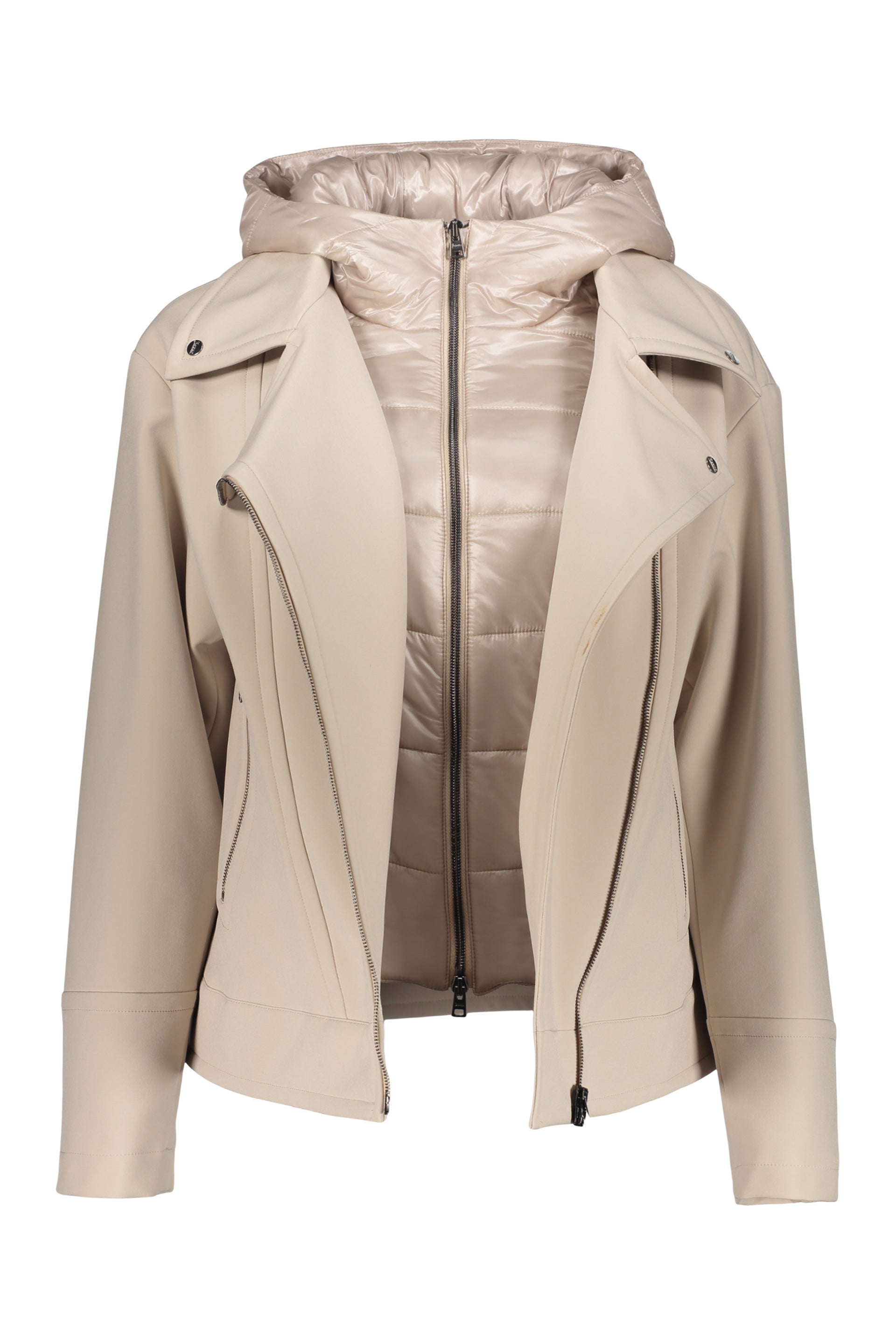 Lightweight beige jacket with hood and zip