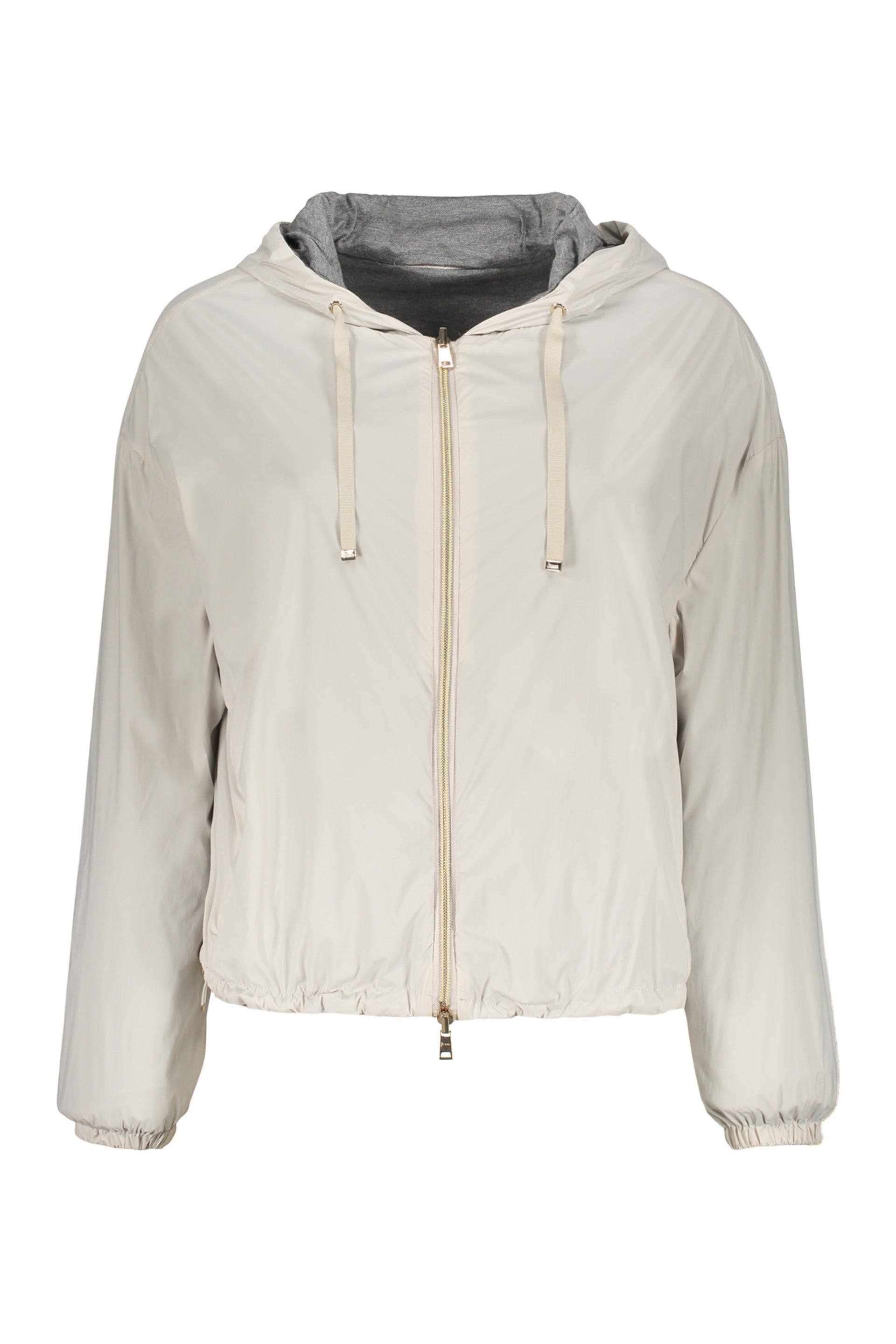 Light jacket with hood and modern zip