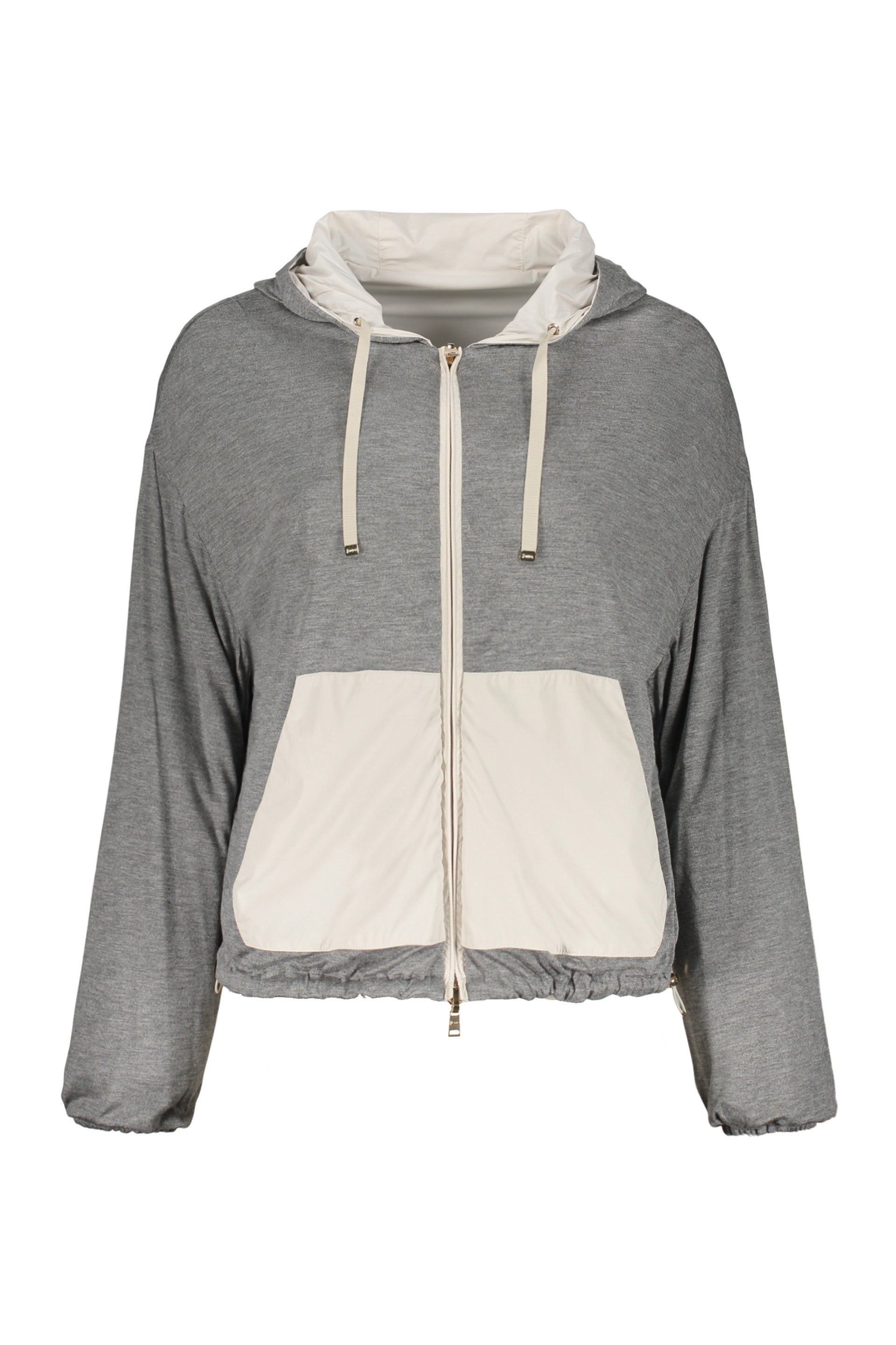 Light jacket with hood and modern zip
