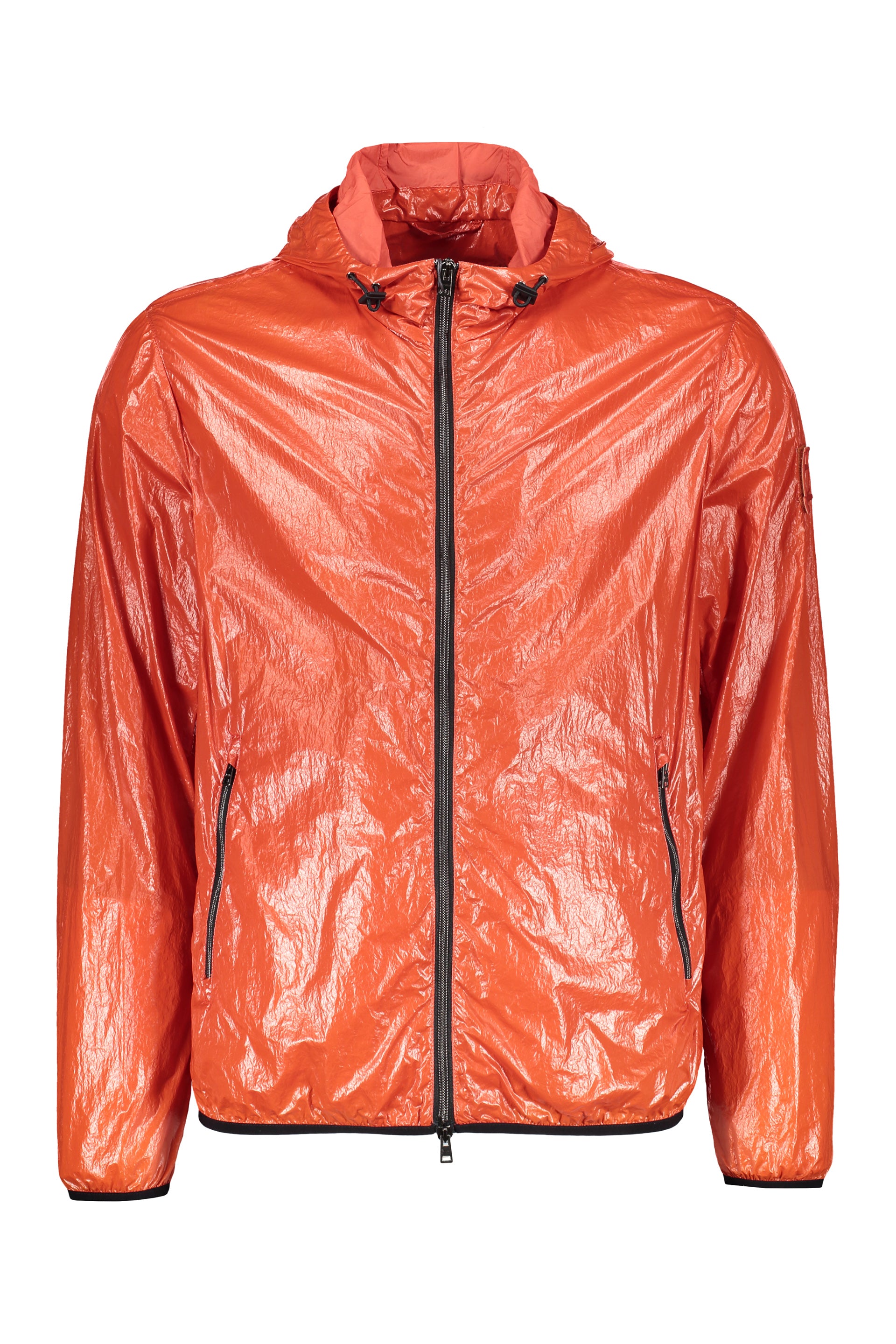 Technical fabric hooded jacket