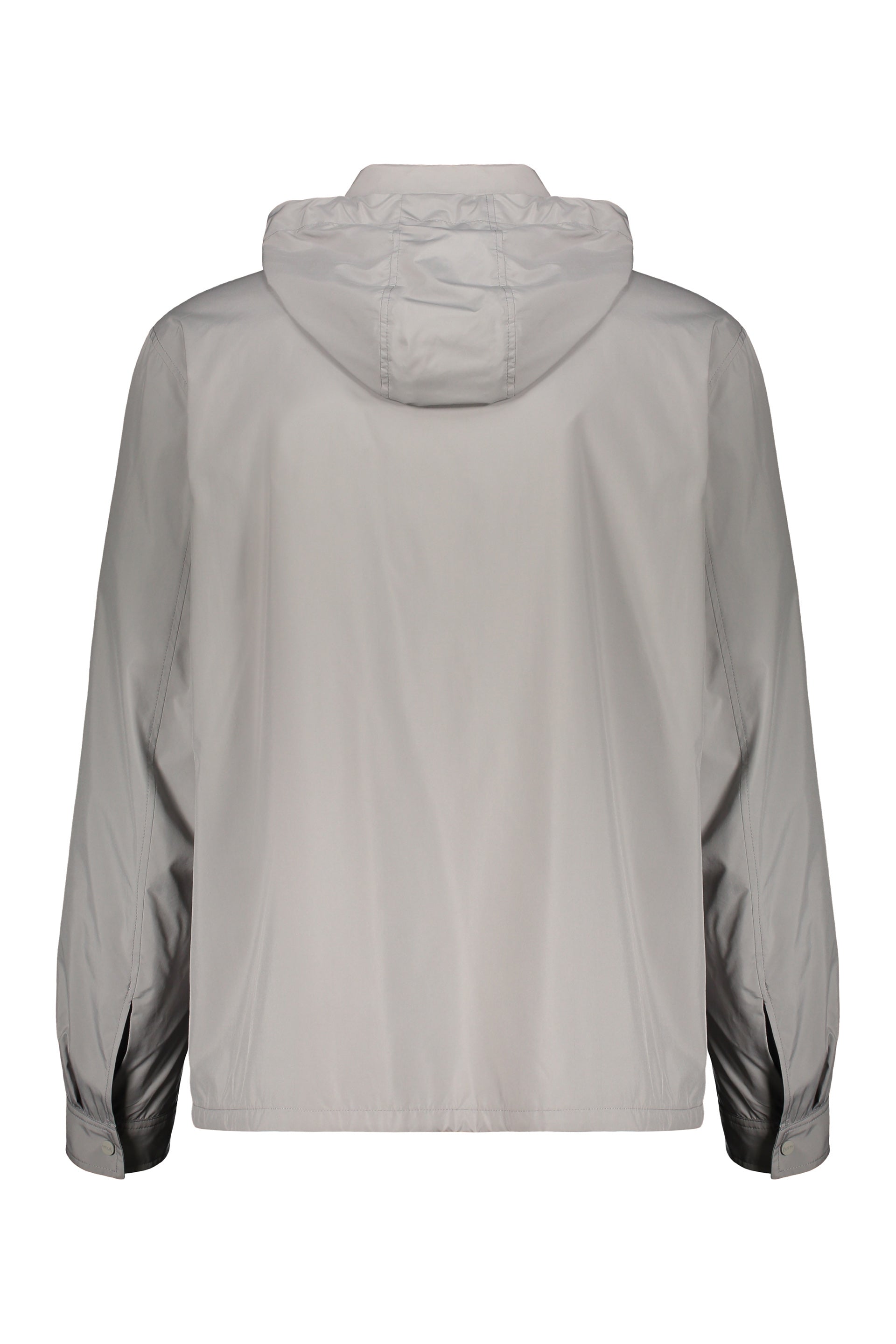 Jacket in technical fabric with zip and hood
