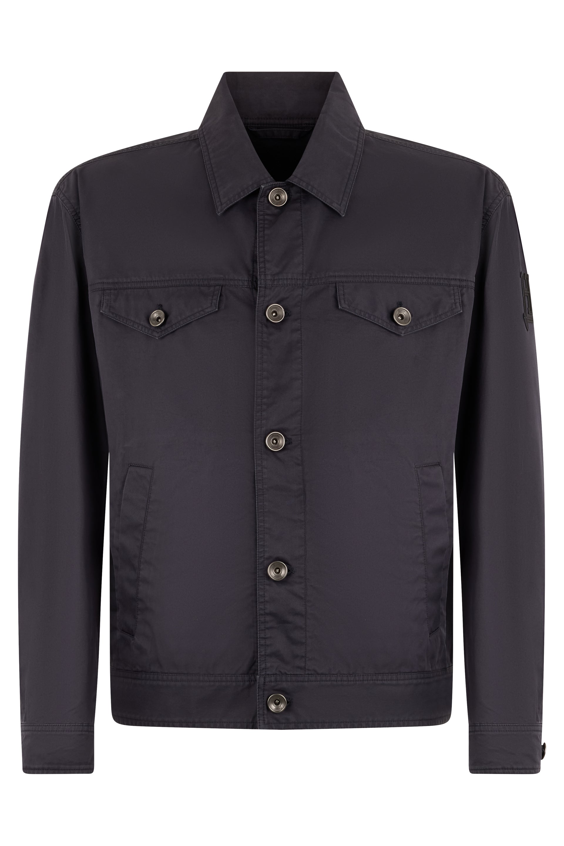 Shirt jacket in dark blue color with button closure