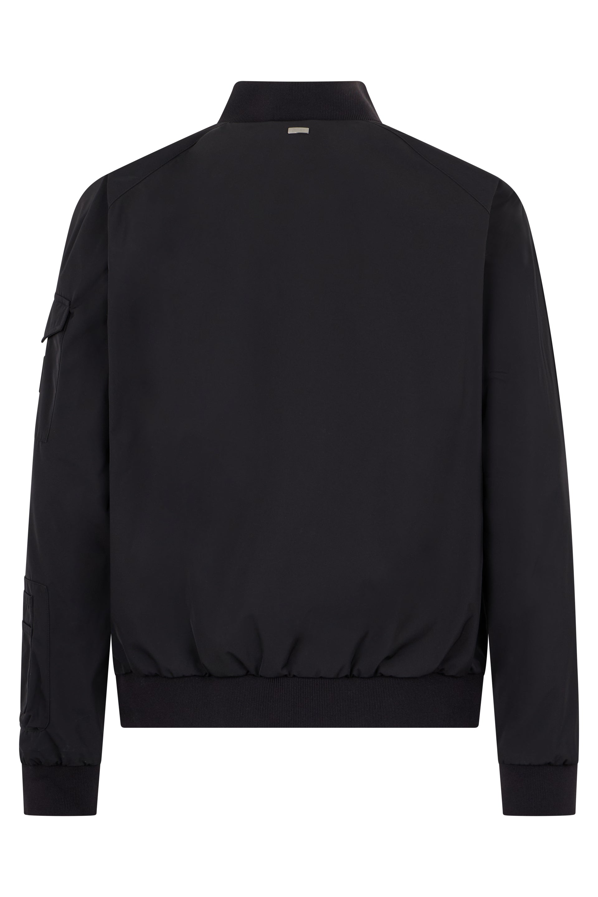 Dark blue minimalist jacket with high collar