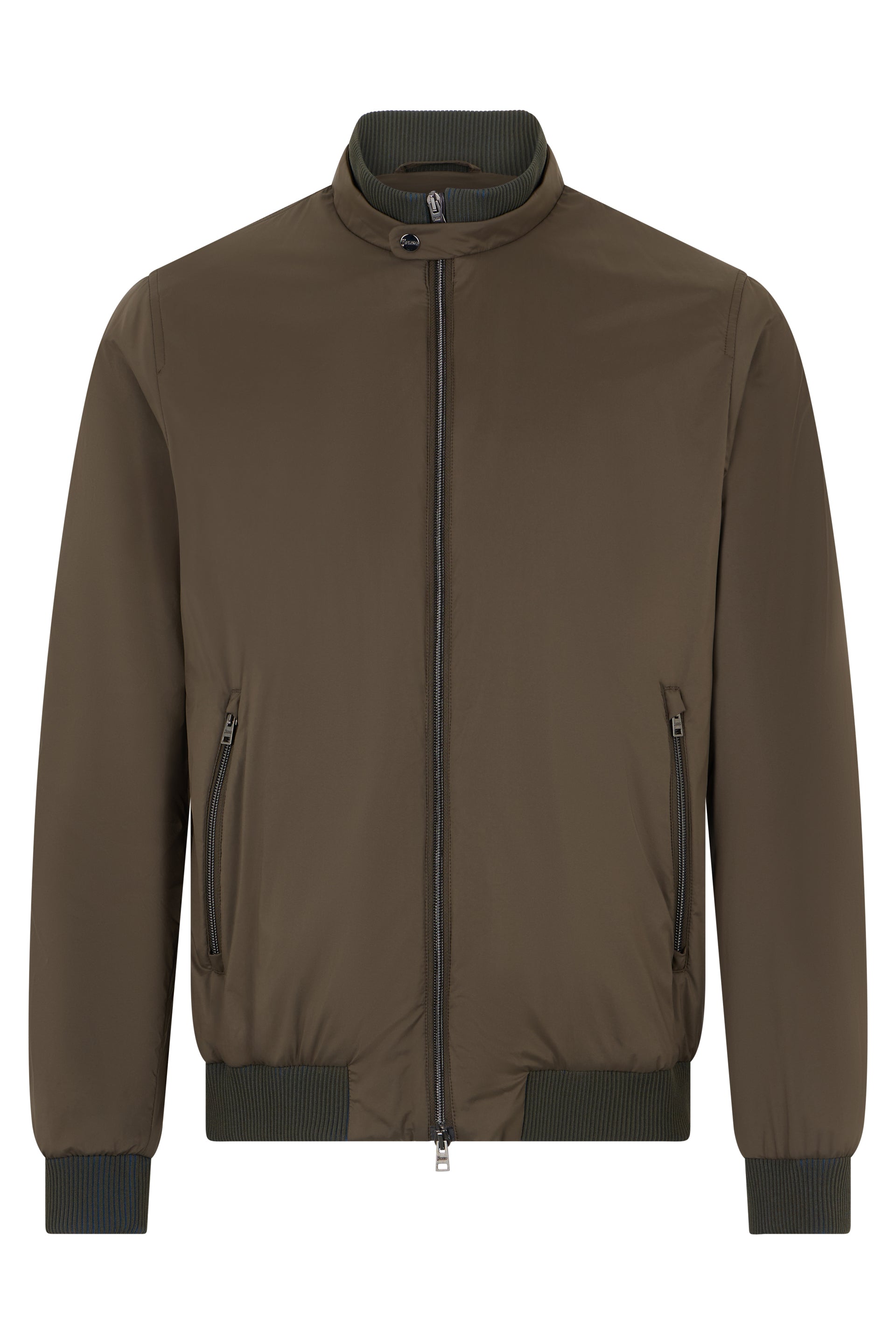 Versatile bomber jacket in durable fabric khaki color