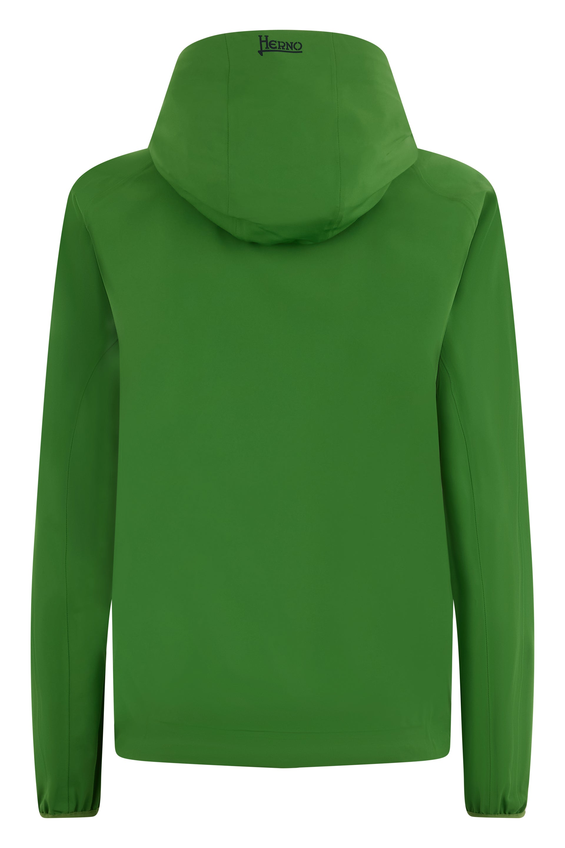 Green windbreaker with hood and zip