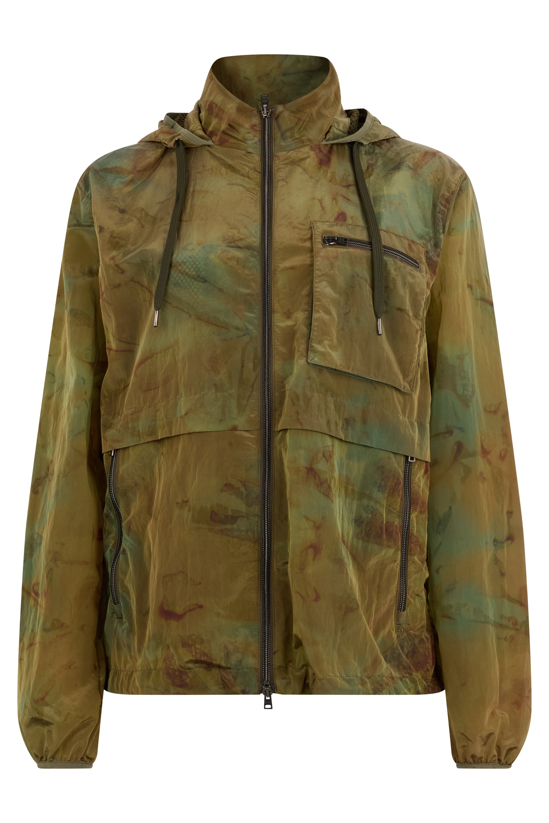 Light khaki and brown jacket with hood