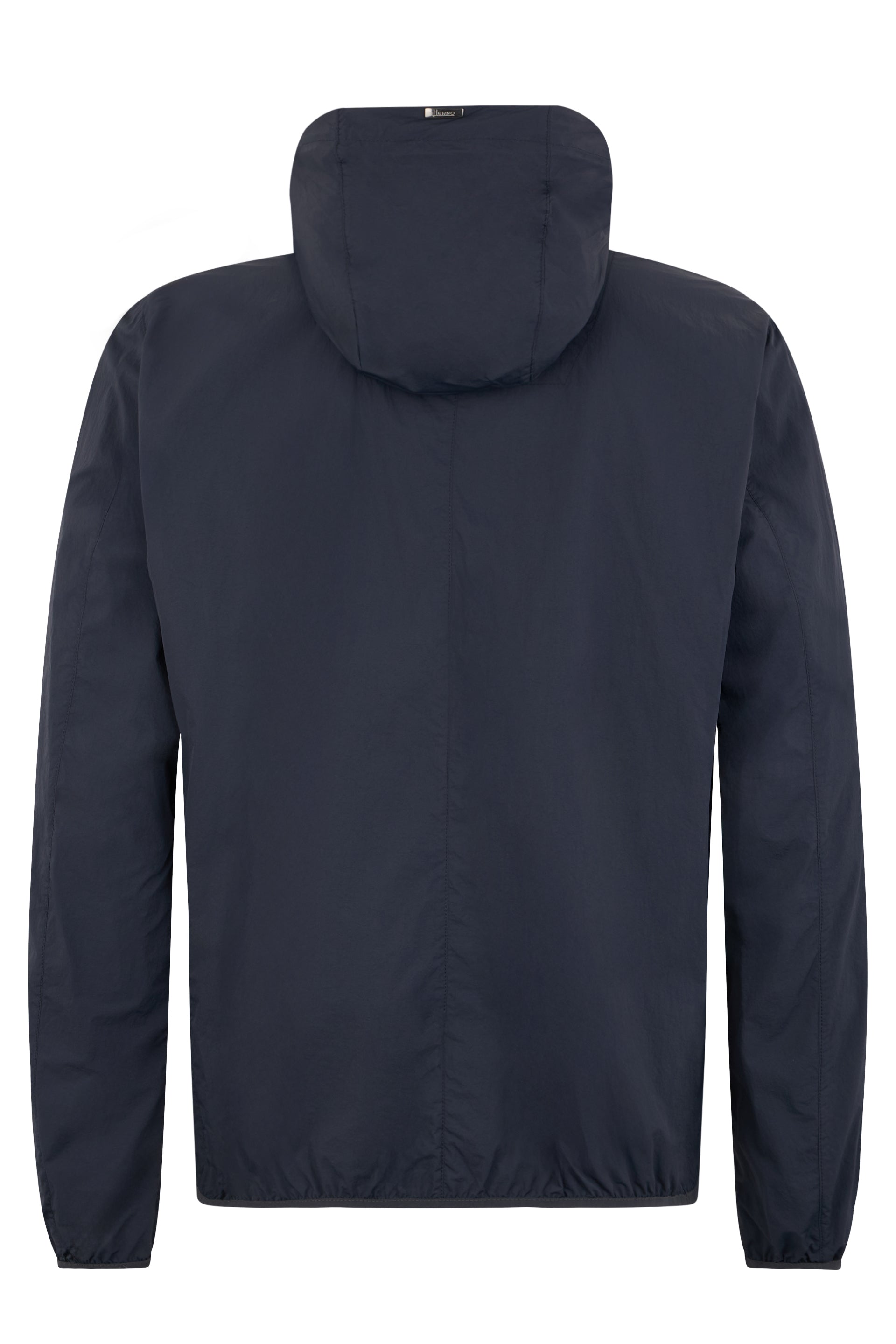Windbreaker with dark blue hood, practical and comfortable