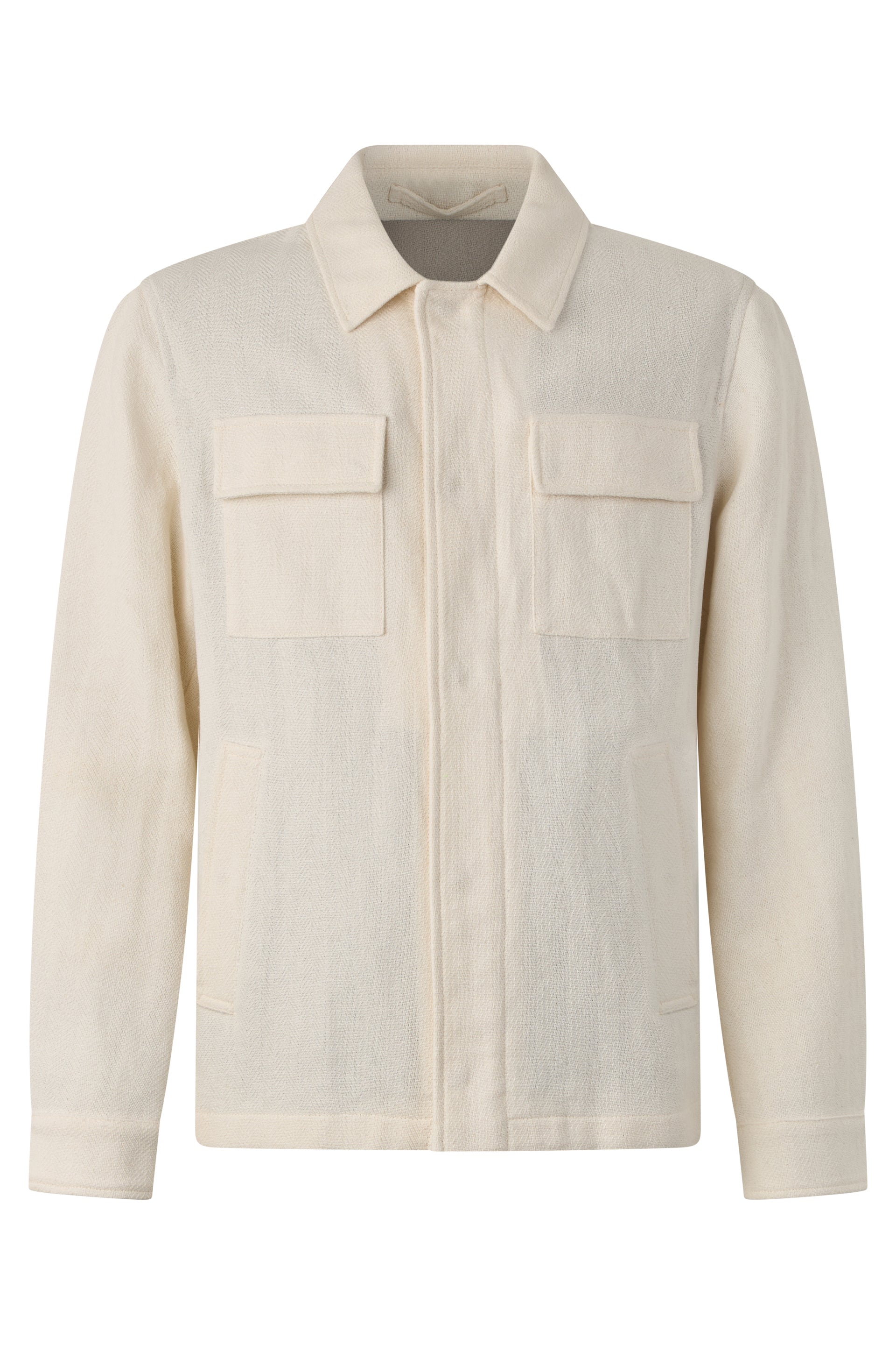 White cream lightweight classic jacket with collar and pockets